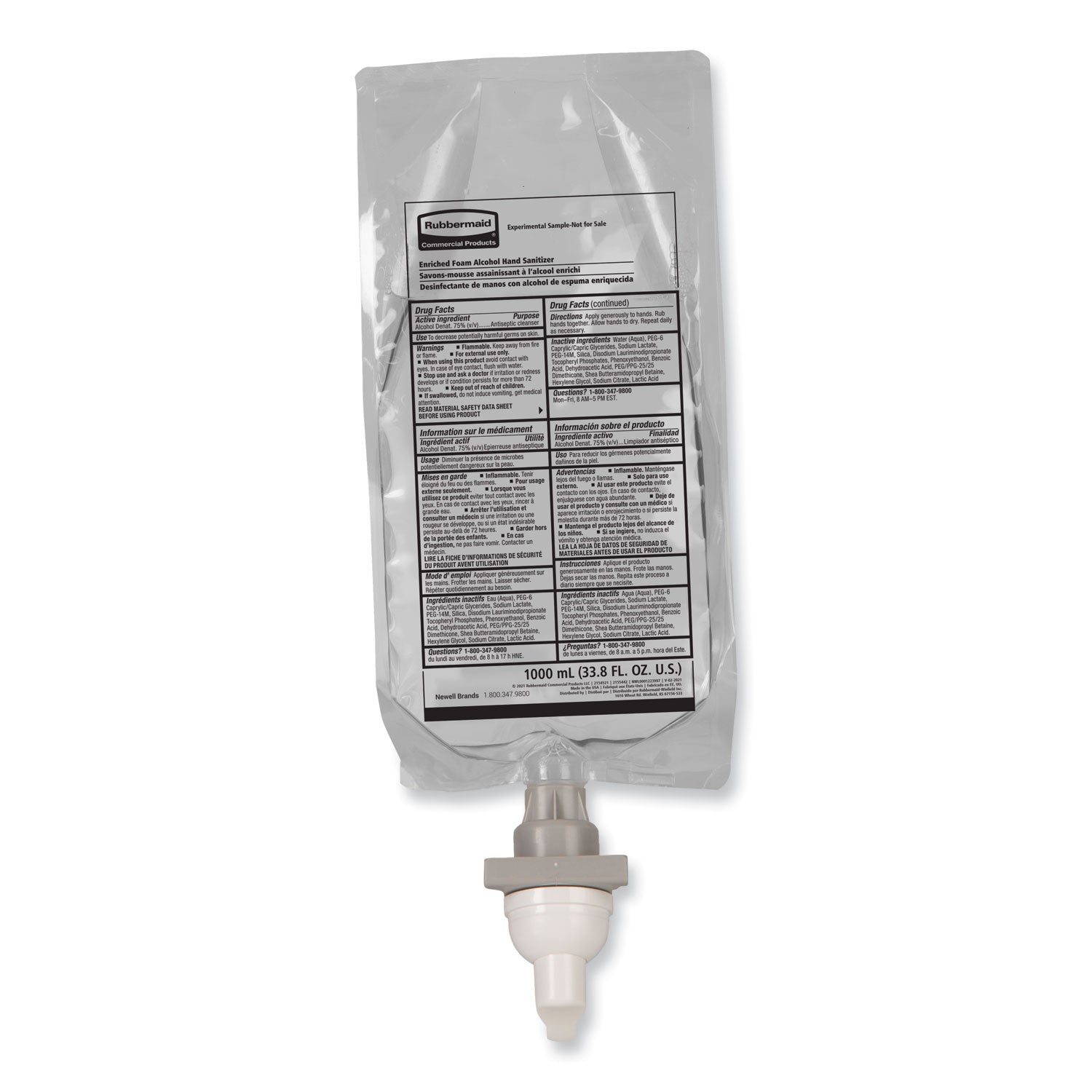 Rubbermaid® Commercial AutoFoam Refill With Alcohol Foam Hand Sanitizer, Clear, 1,000 mL, Fragrance-Free, 4/Carton - Bloom Skins