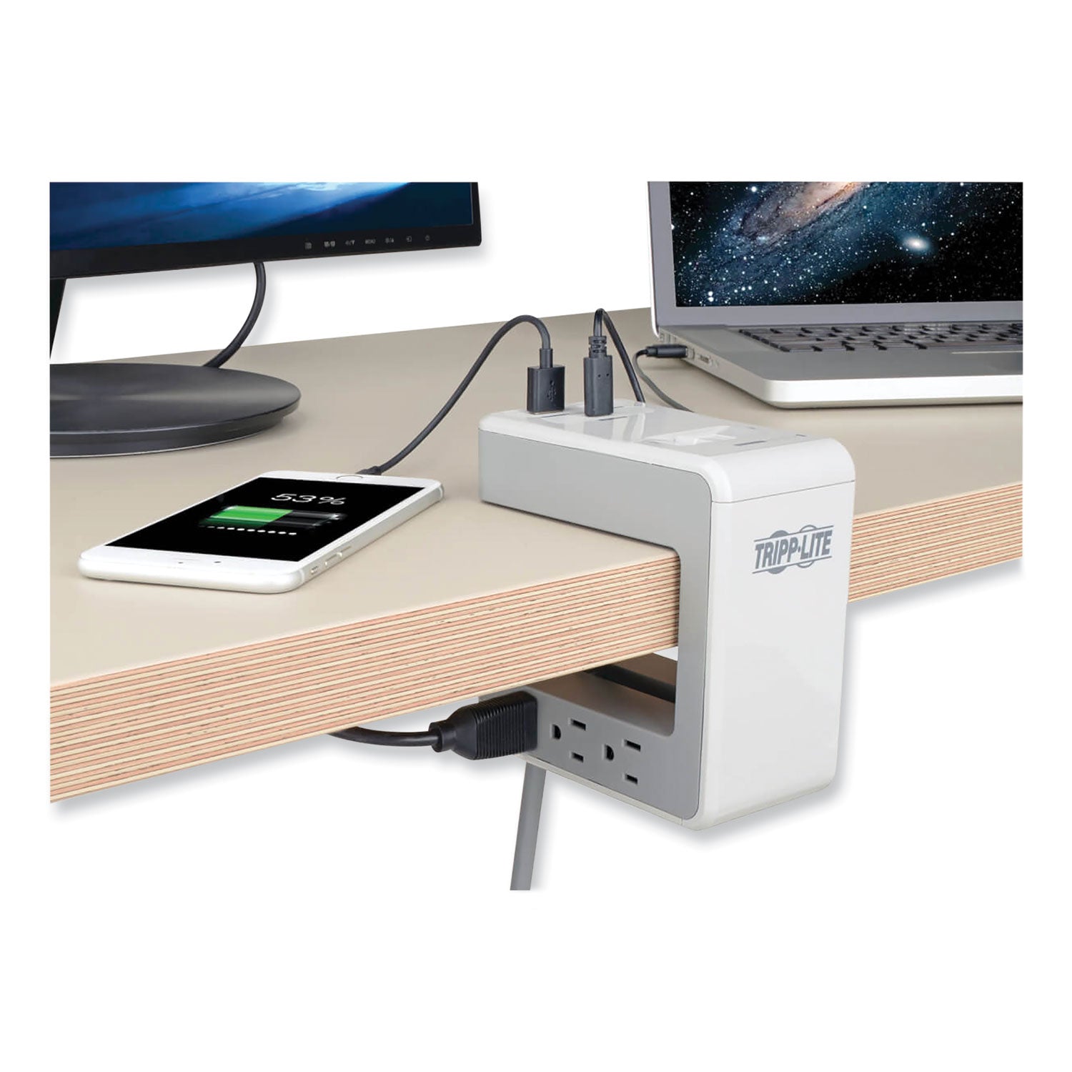 Tripp Lite by Eaton Surge Protector, 6 AC Outlets/2 USB-A and 1 USB-C Ports, 8 ft Cord, 1,080 J, Gray - Bloom Skins