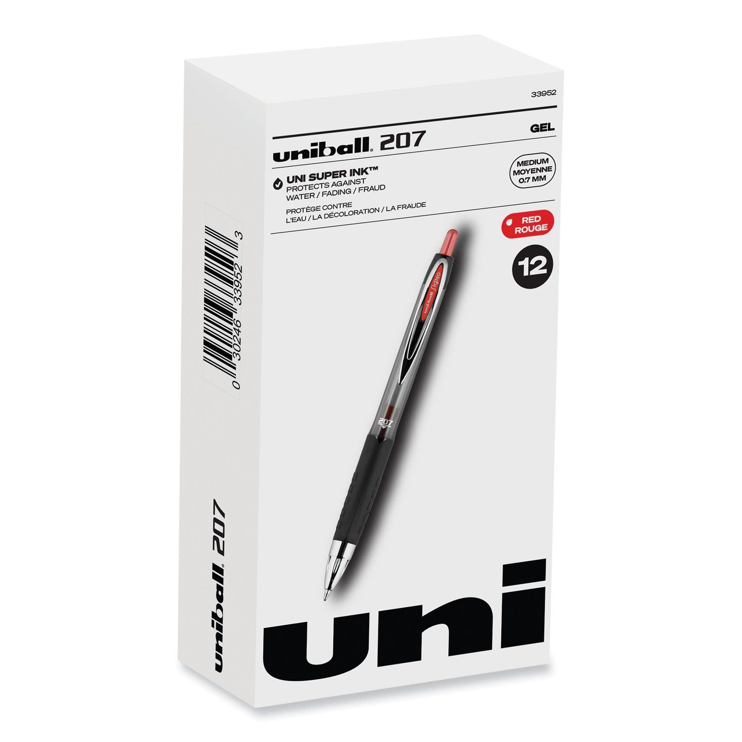 Signo 207 Gel Pen | Red, 0.7mm, Retractable, Dozen