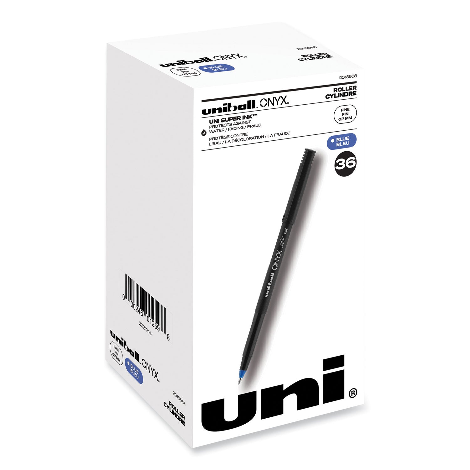 uniball® ONYX Rollerball Pen, Stick, Fine 0.7 mm, Blue Ink, Black/Blue Barrel, 72/Pack - Bloom Skins