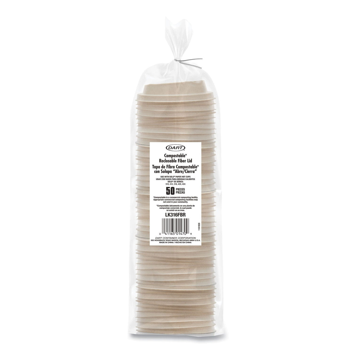 Dart® Molded Fiber Lids for Paper Cups, ProPlanet Seal, Fits 10 oz to 24 oz Hot Cups, Tan, 1,000/Carton
