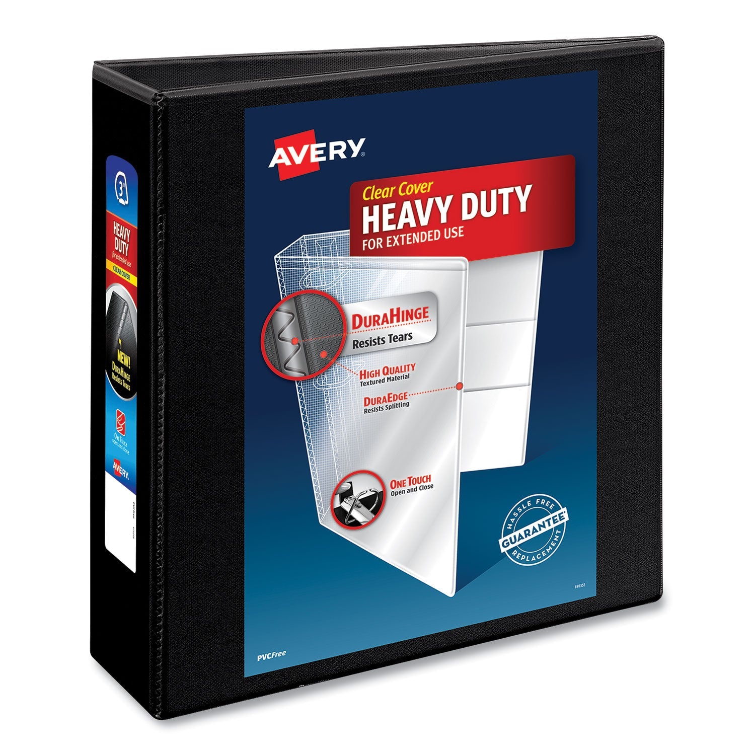 Heavy-Duty Non Stick View Binder | Black, 3" Ring