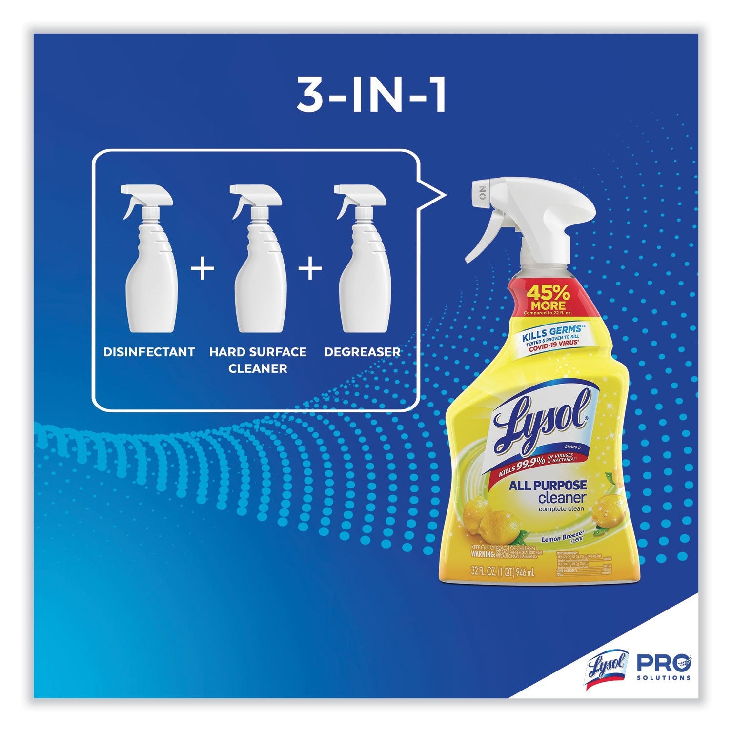 LYSOL® Brand Ready-To-Use All-Purpose Cleaner, Lemon Breeze, 32 Oz Spray Bottle, 12/carton