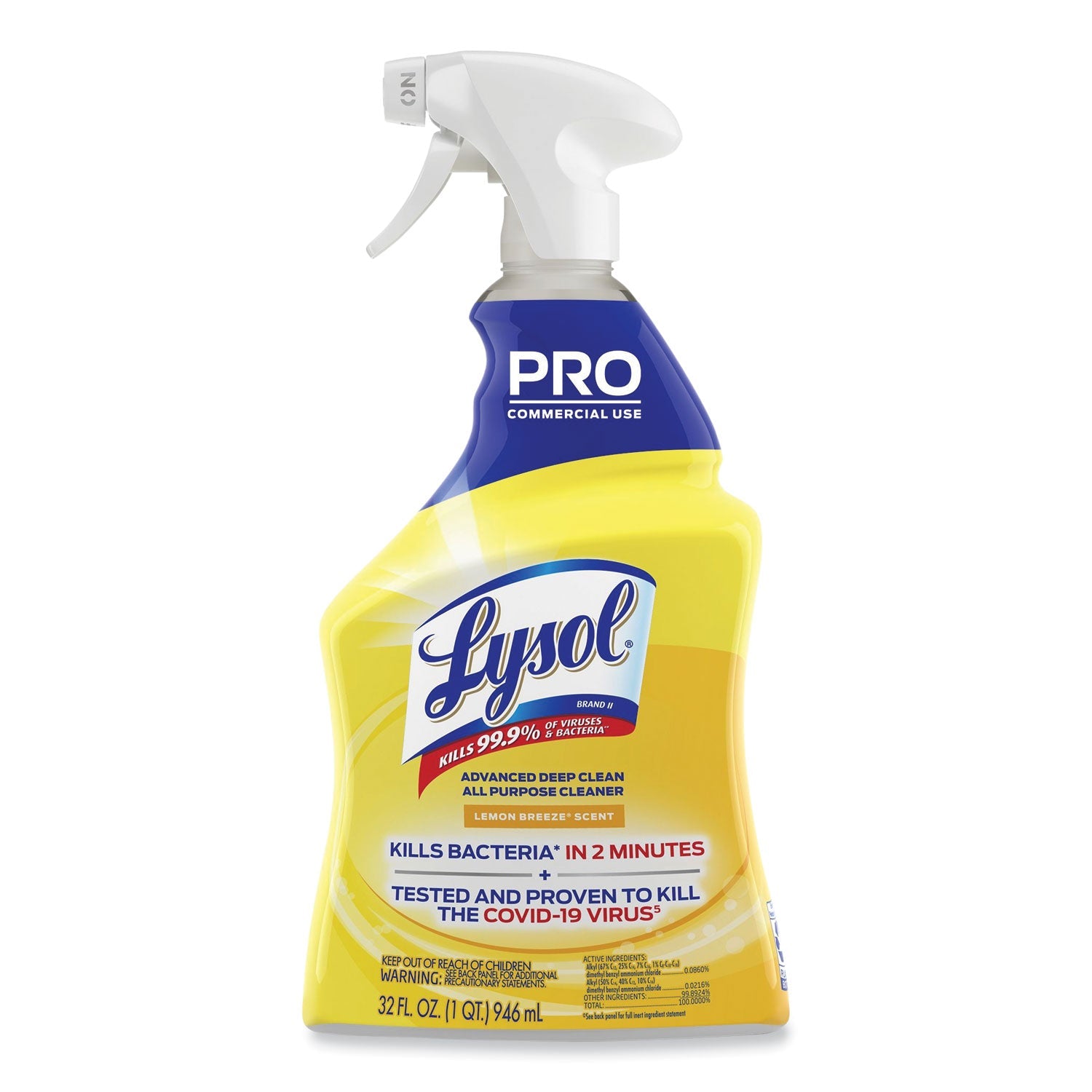 Professional LYSOL® Brand Advanced Deep Clean All Purpose Cleaner, Lemon Breeze, 32 Oz Trigger Spray Bottle