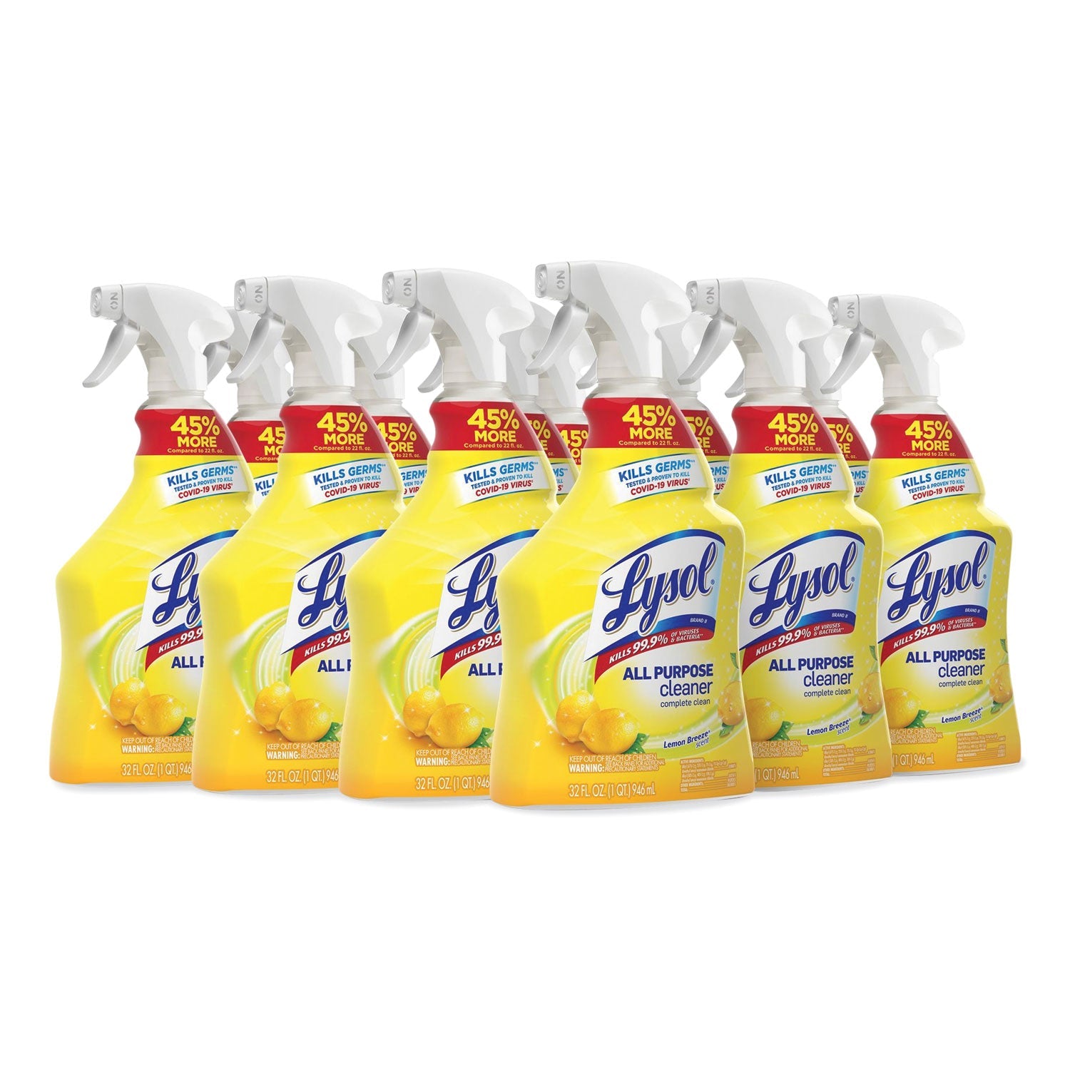 LYSOL® Brand Ready-To-Use All-Purpose Cleaner, Lemon Breeze, 32 Oz Spray Bottle, 12/carton