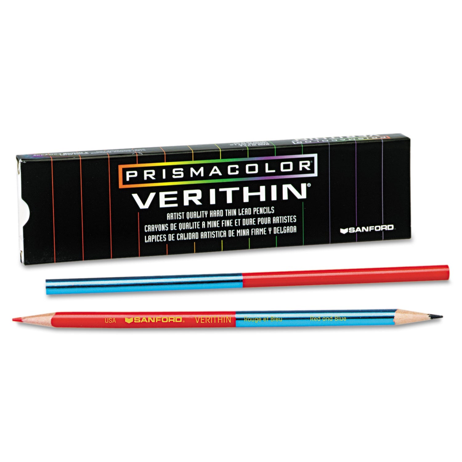 Prismacolor® Verithin Dual-Ended Two-Color Pencils, 2 Mm, Blue/red Lead, Blue/red Barrel, Dozen