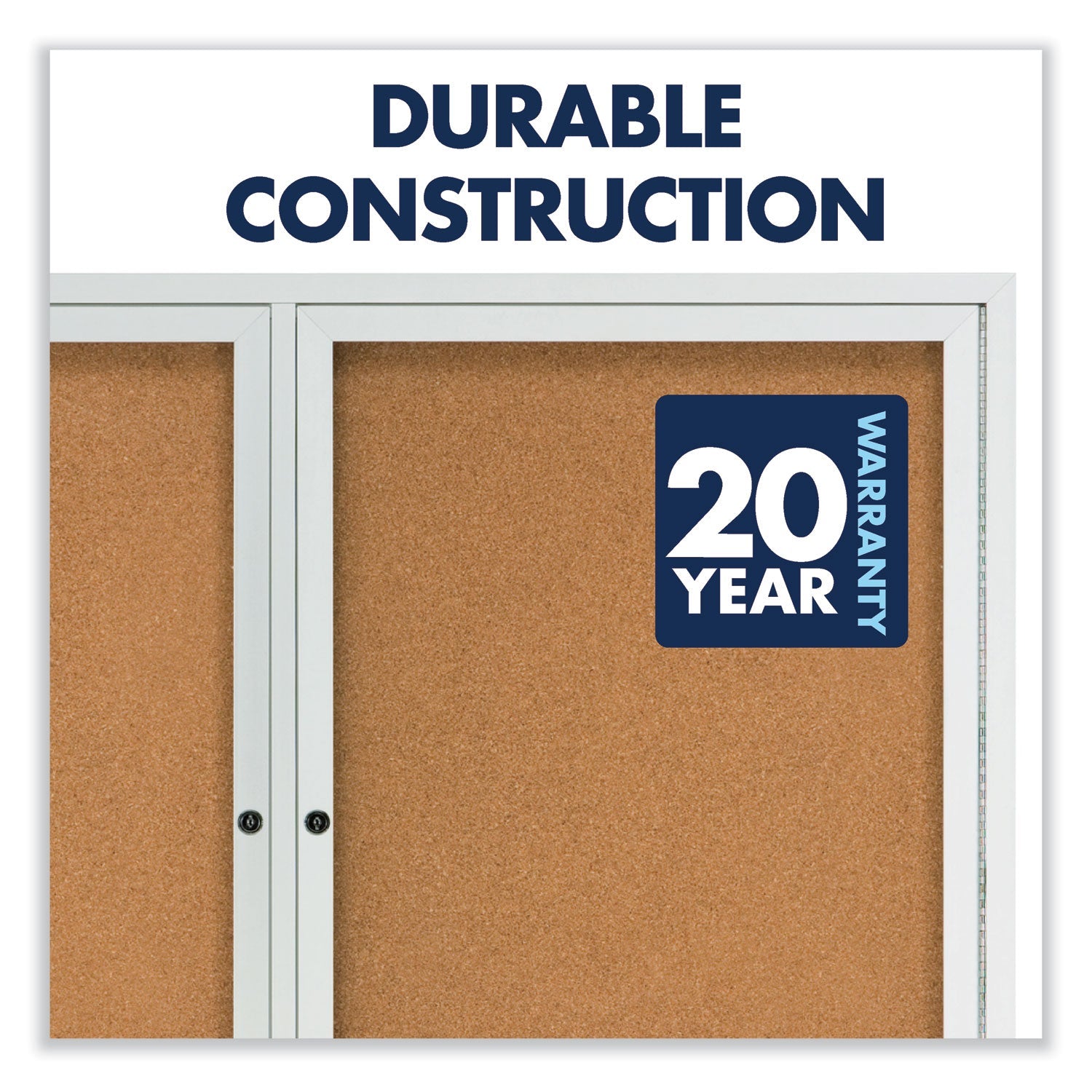 Quartet® Enclosed Indoor Cork Bulletin Board with Two Hinged Doors, 48" x 36", Tan Surface, Satin Aluminum Frame