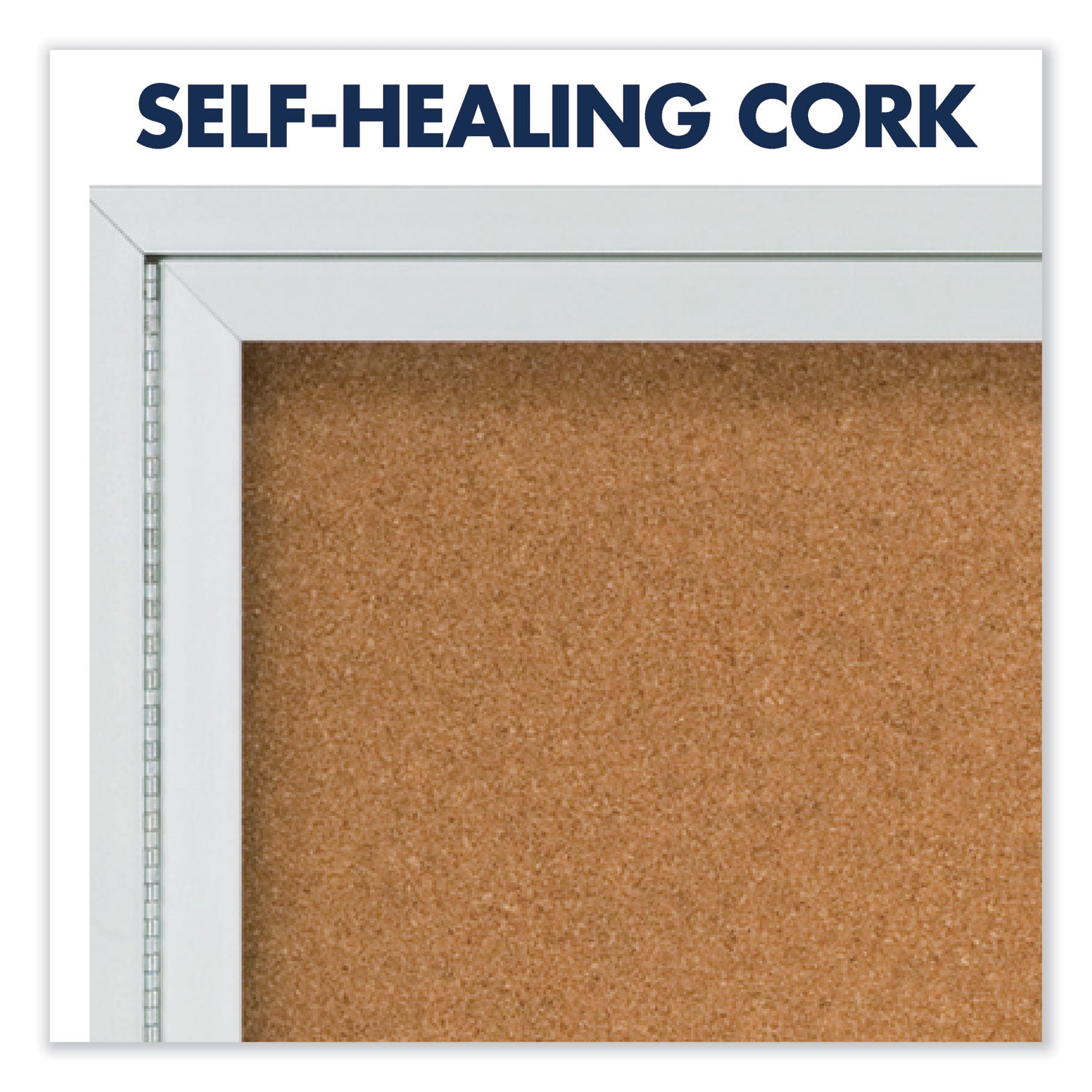 Quartet® Enclosed Indoor Cork Bulletin Board with Two Hinged Doors, 48" x 36", Tan Surface, Satin Aluminum Frame