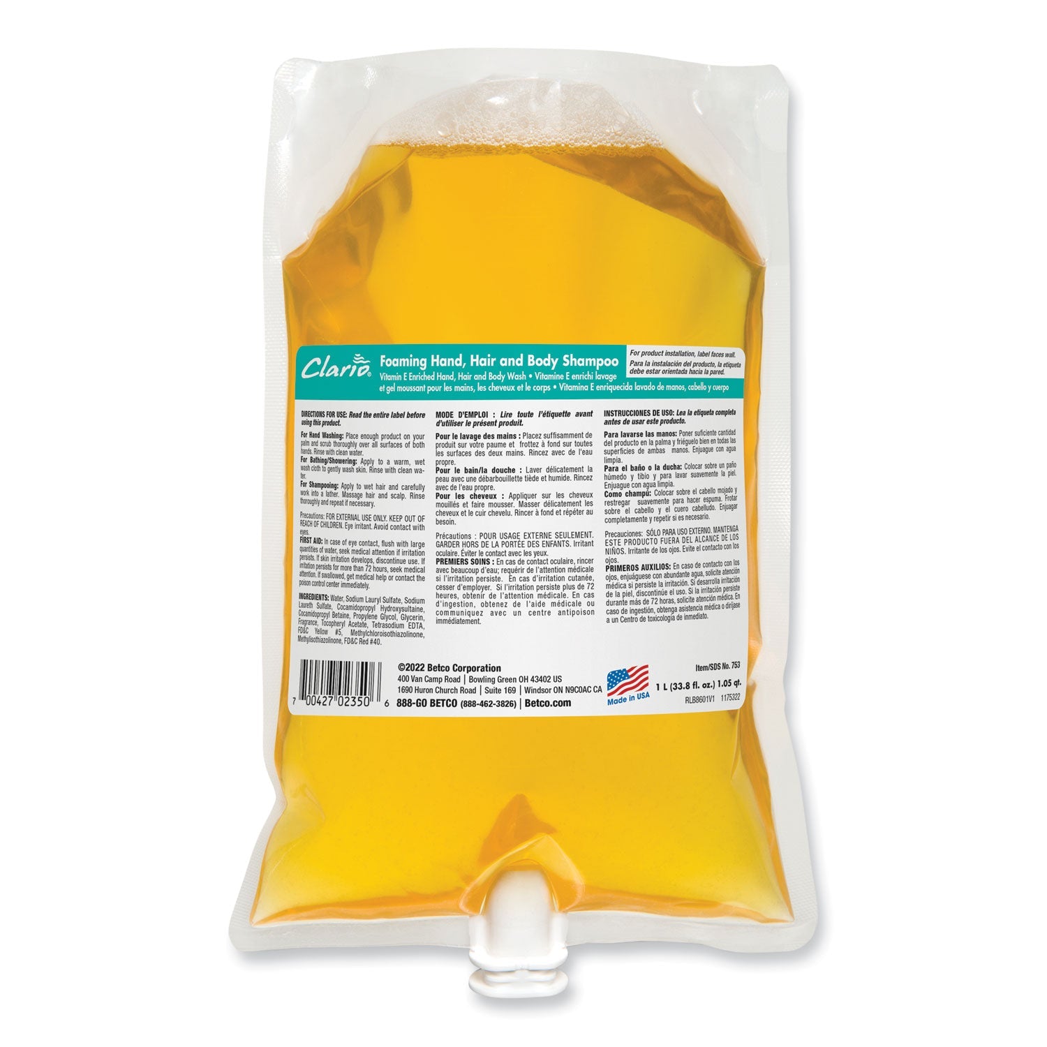 Foaming Hand/Body Shampoo | Betco® 1000mL Refill