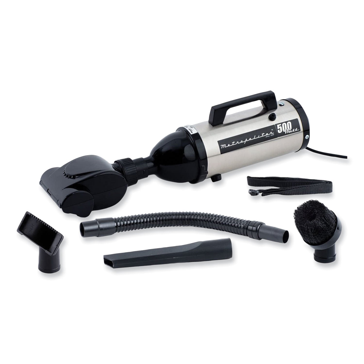 MetroVac Evolution Hand Vacuum with Turbo Brush, Silver/Black