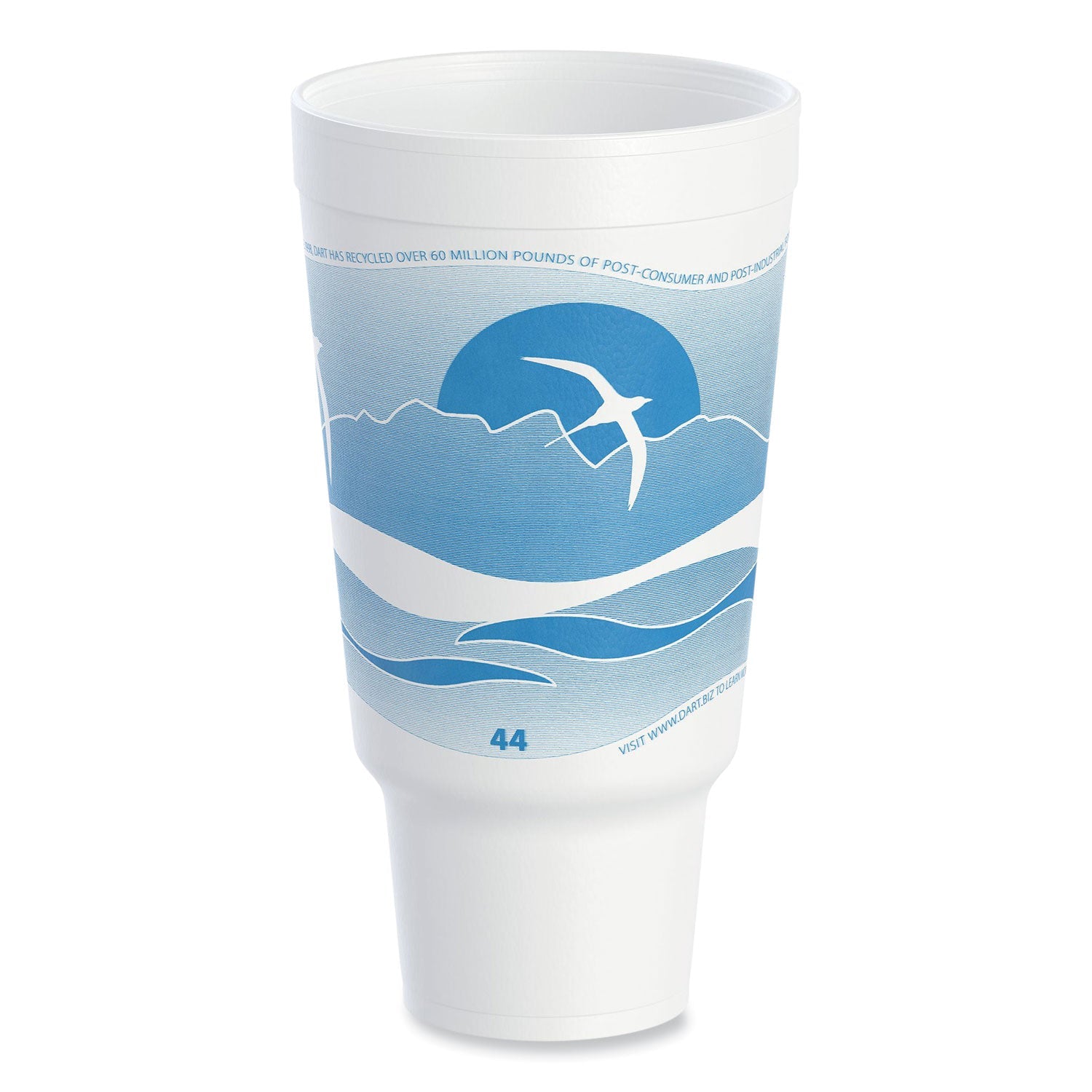 Dart® Horizon Hot/Cold Foam Drinking Cups, 44 oz, White/Ocean Blue, 15/Bag, 20 Bags/Carton