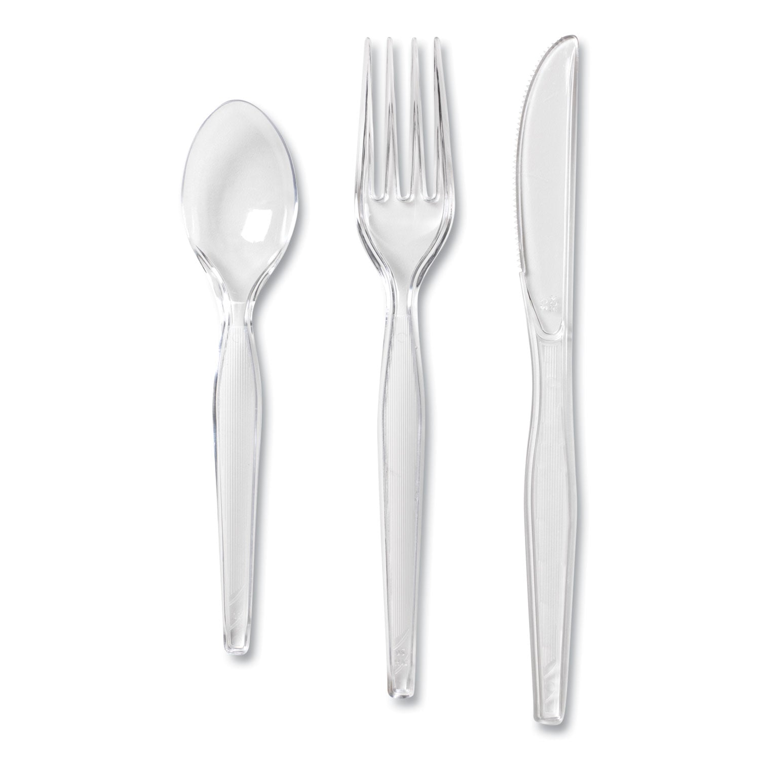 Dixie® Cutlery Keeper Tray with Clear Plastic Utensils, Heavyweight, Fork/Knife/Spoon, Plastic, Crystal Clear, 180/Pack