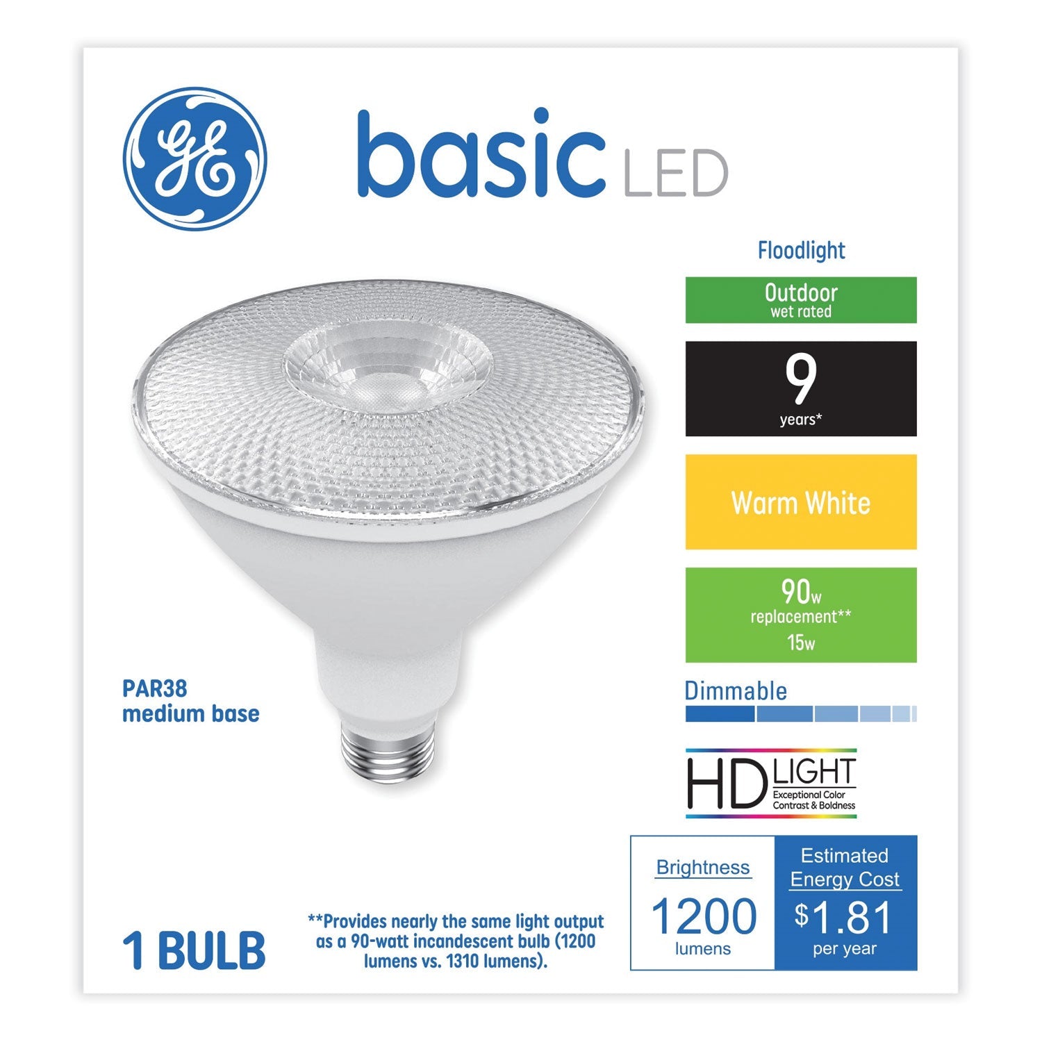 GE Basic LED Dimmable Outdoor Flood Light | Warm Wht