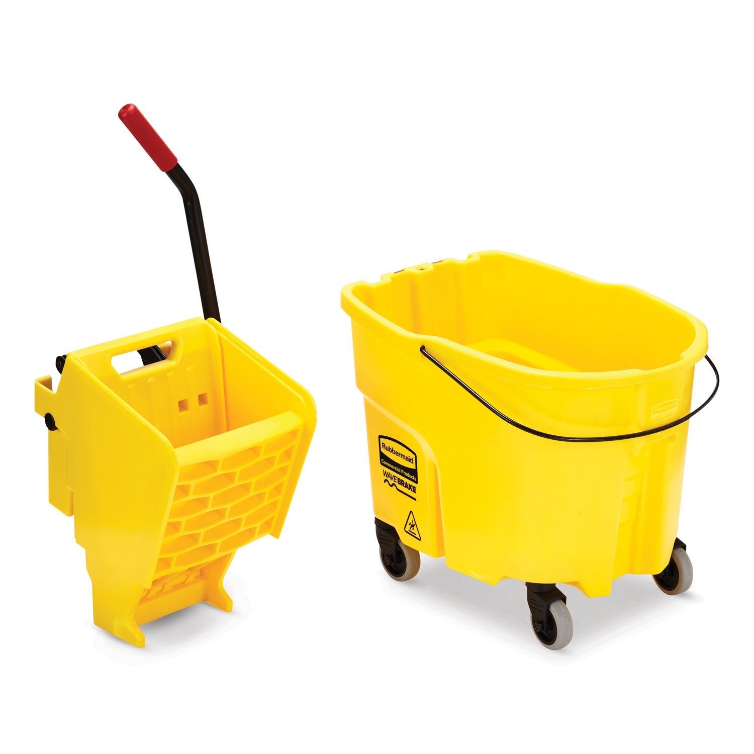 Rubbermaid® Commercial Wavebrake 2.0 Bucket/wringer Combos, Side-Press, 35 Qt, Plastic, Yellow