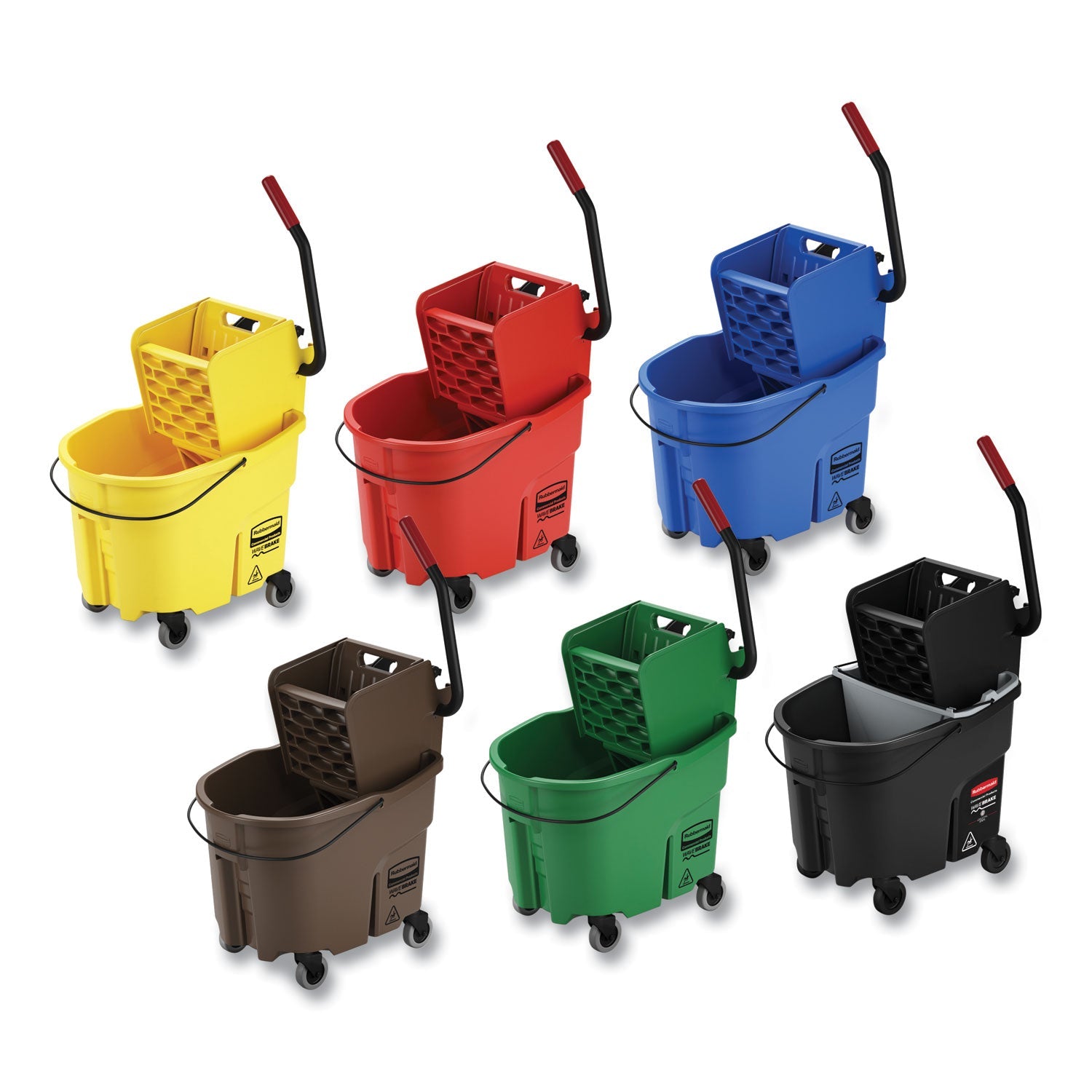Rubbermaid® Commercial Wavebrake 2.0 Bucket/wringer Combos, Side-Press, 35 Qt, Plastic, Yellow