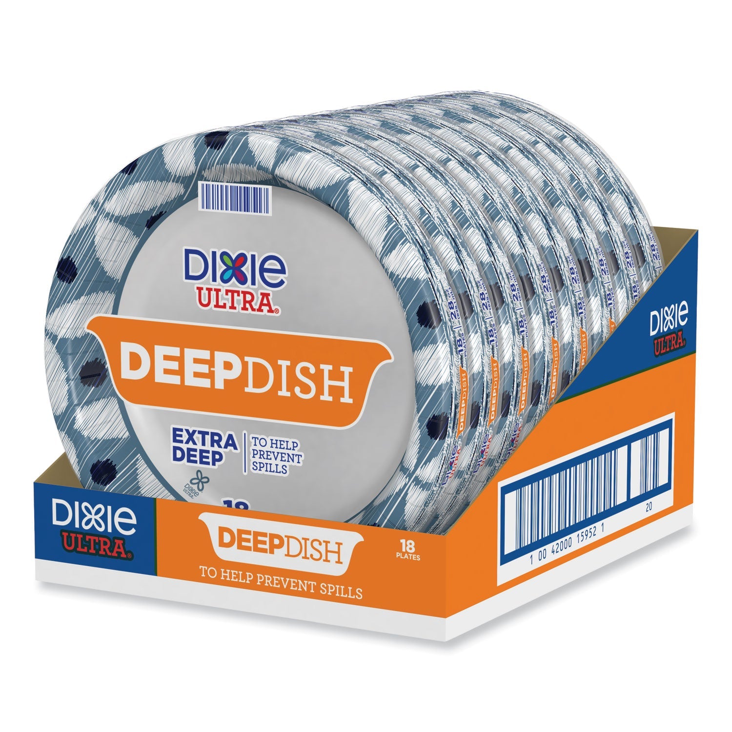 Dixie® Ultra® Deep Dish Paper Plate, 9.56" dia, Blue/Yellow, 18/Pack