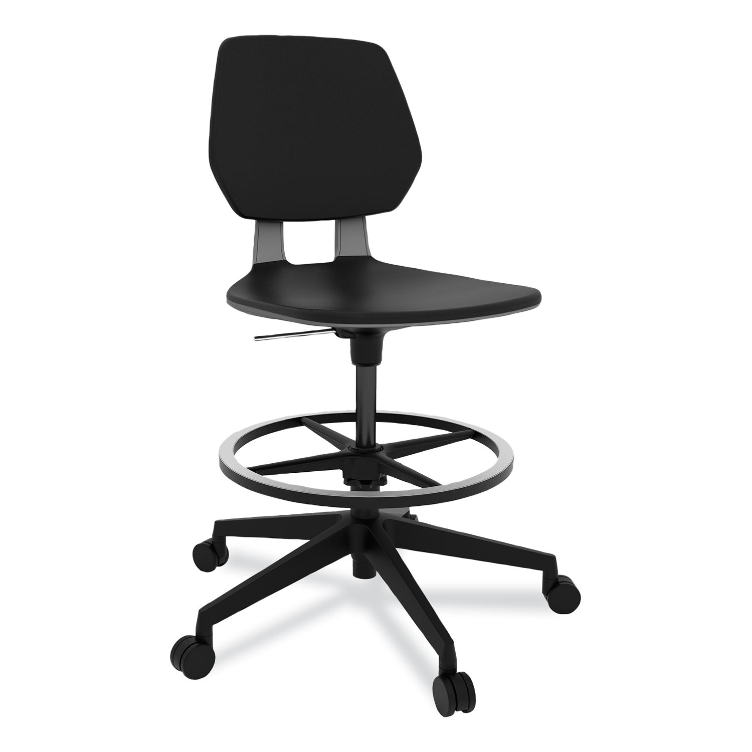 Safco® Commute Extended Height Task Chair, Supports Up to 275 lb, 22.25" to 32.25" Seat Height, Black Seat, Black Back, Black Base