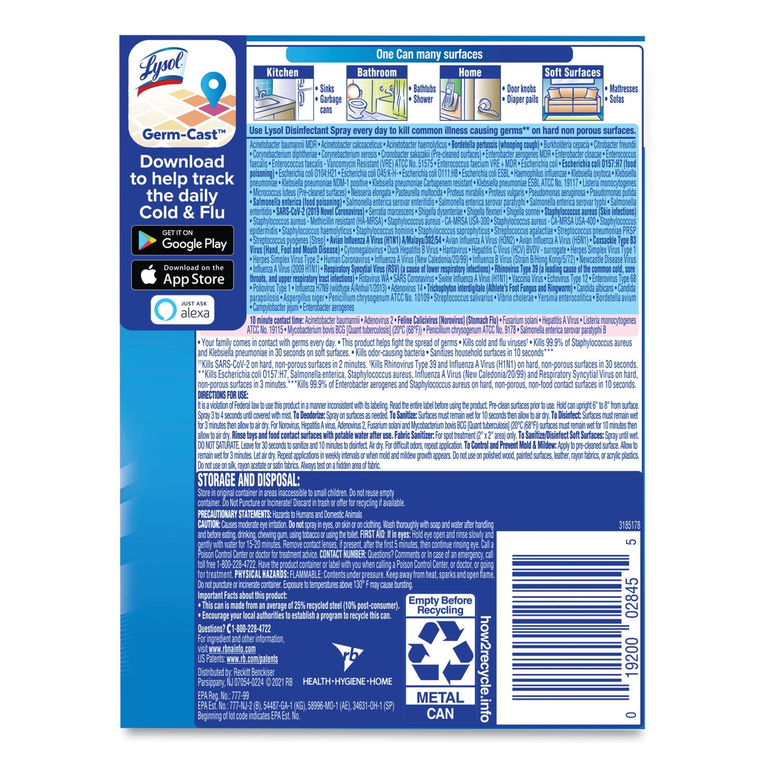 LYSOL® Brand Disinfectant Spray, Spring Waterfall Scent, 12.5 Oz Aerosol Spray - Bloom Skins