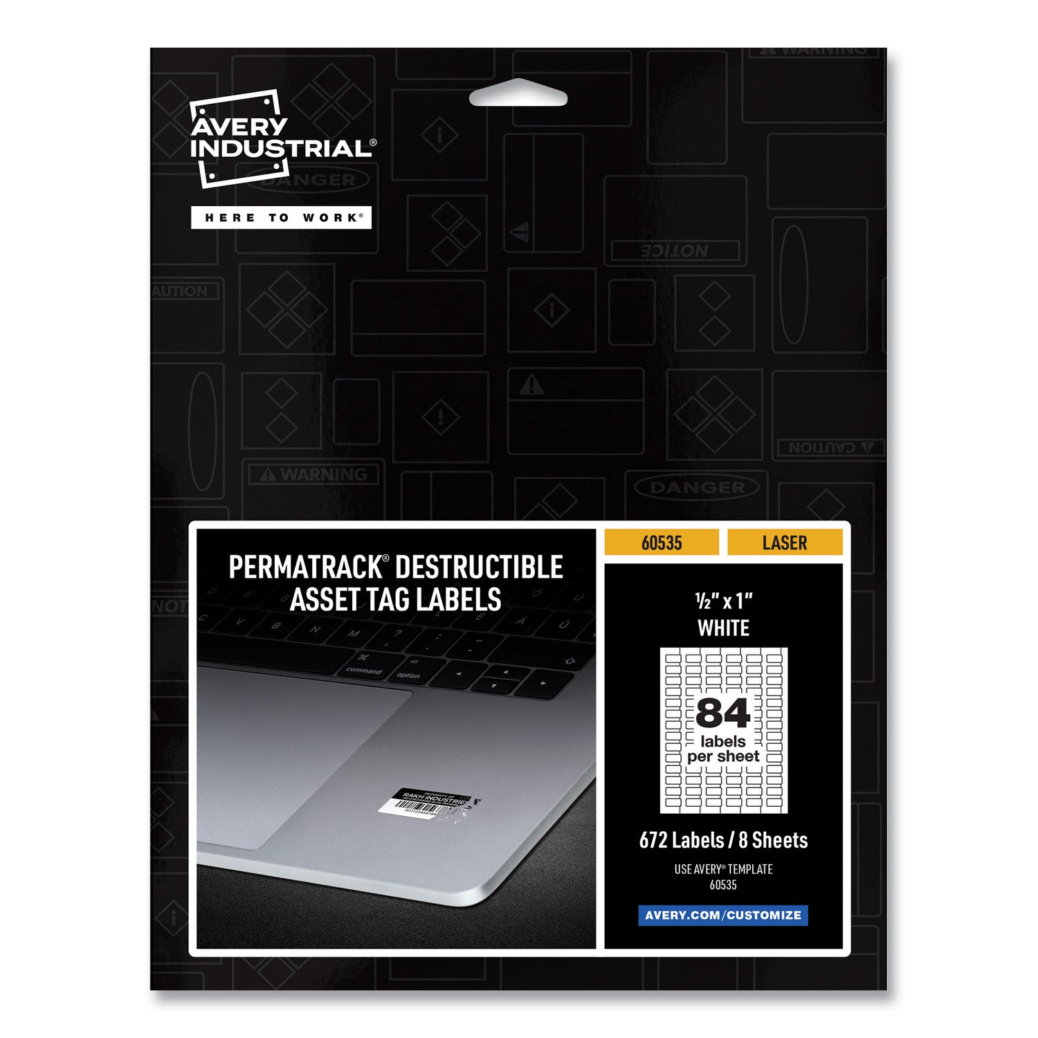 Avery® Permatrack Destructible Asset Tag Labels, Laser Printers, 0.5 X 1, White, 84/sheet, 8 Sheets/pack