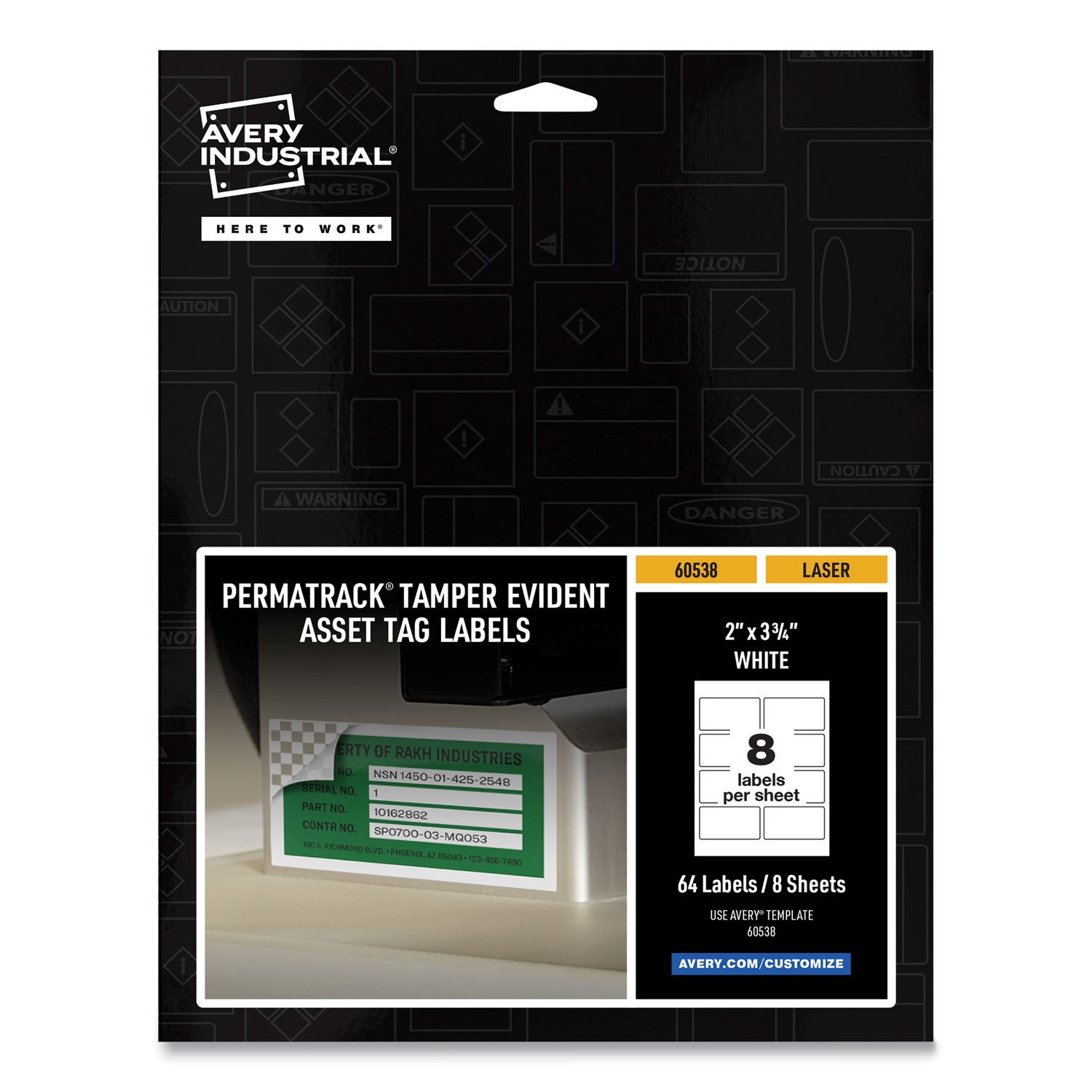 Tamper-Evident Asset Tag Labels | 2x3.75 | 64/pk