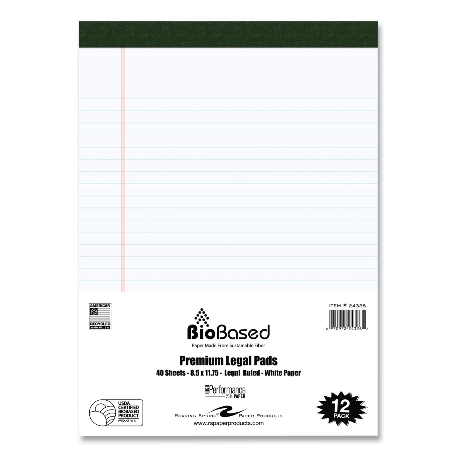 Bio-Preferred Legal Pad | Wide Rule, 12/Pack