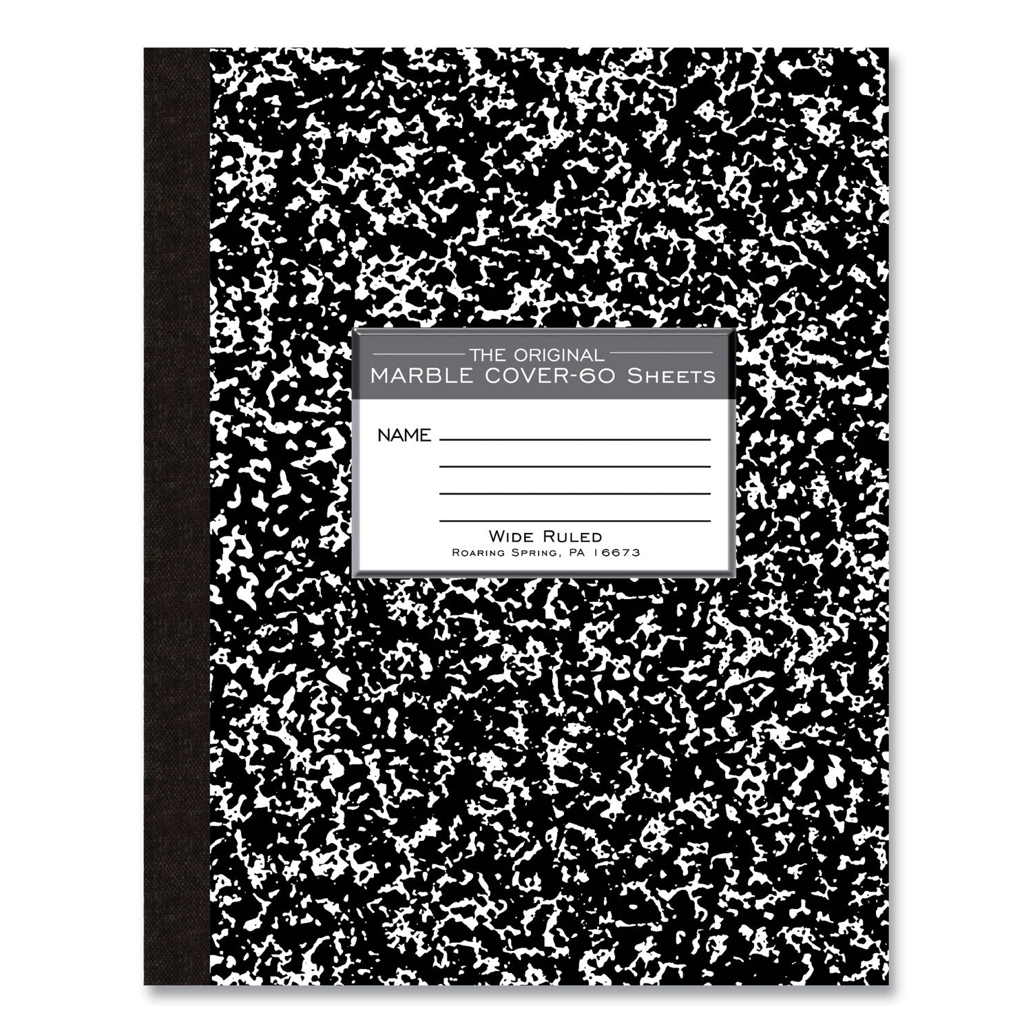 Marble Cover Composition Book | Wide Rule, Black