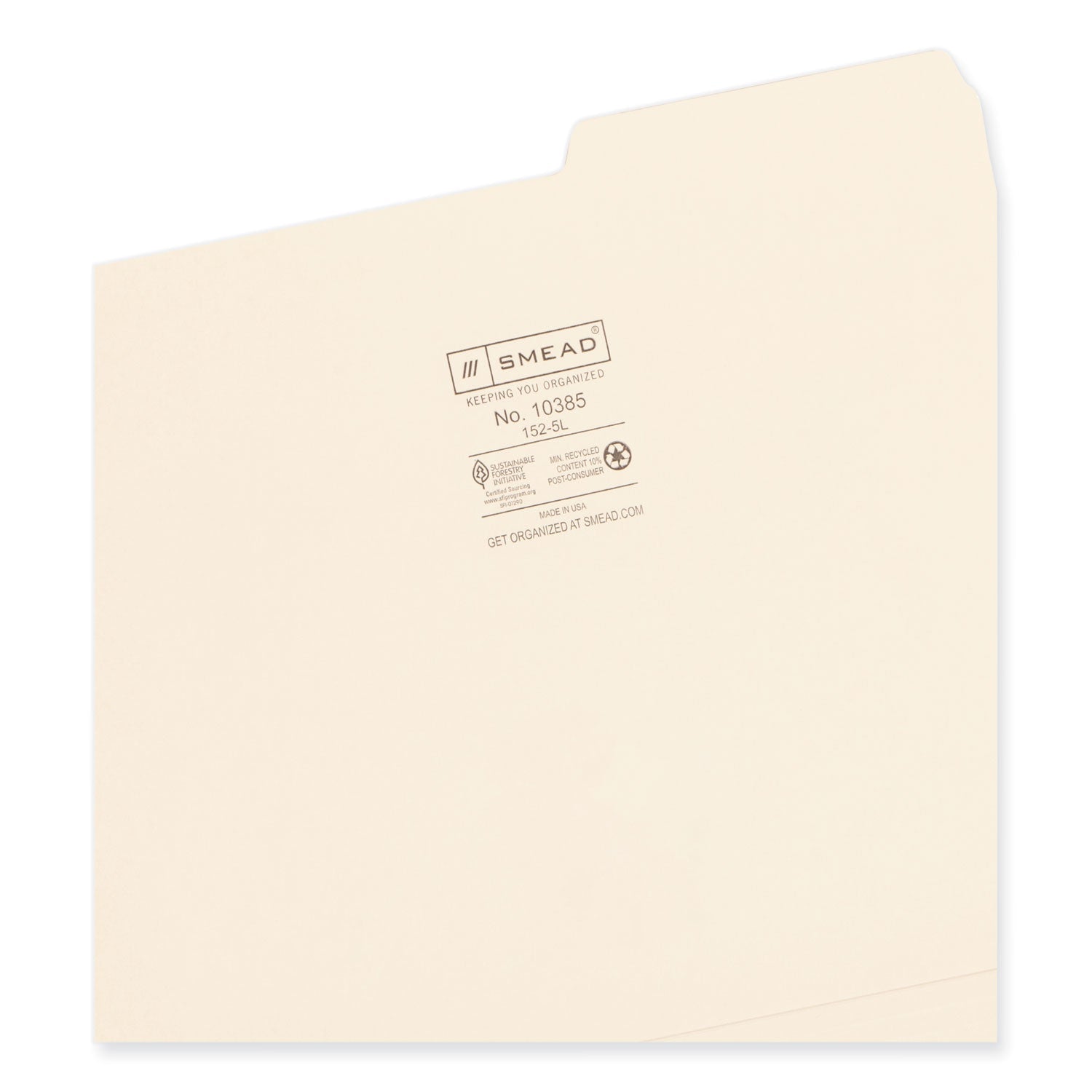 Smead Manila Guide Height Systems File Folders, 2/5-Cut Tabs: Right of Center, Letter Size, 0.75" Expansion, Manila, 100/Box