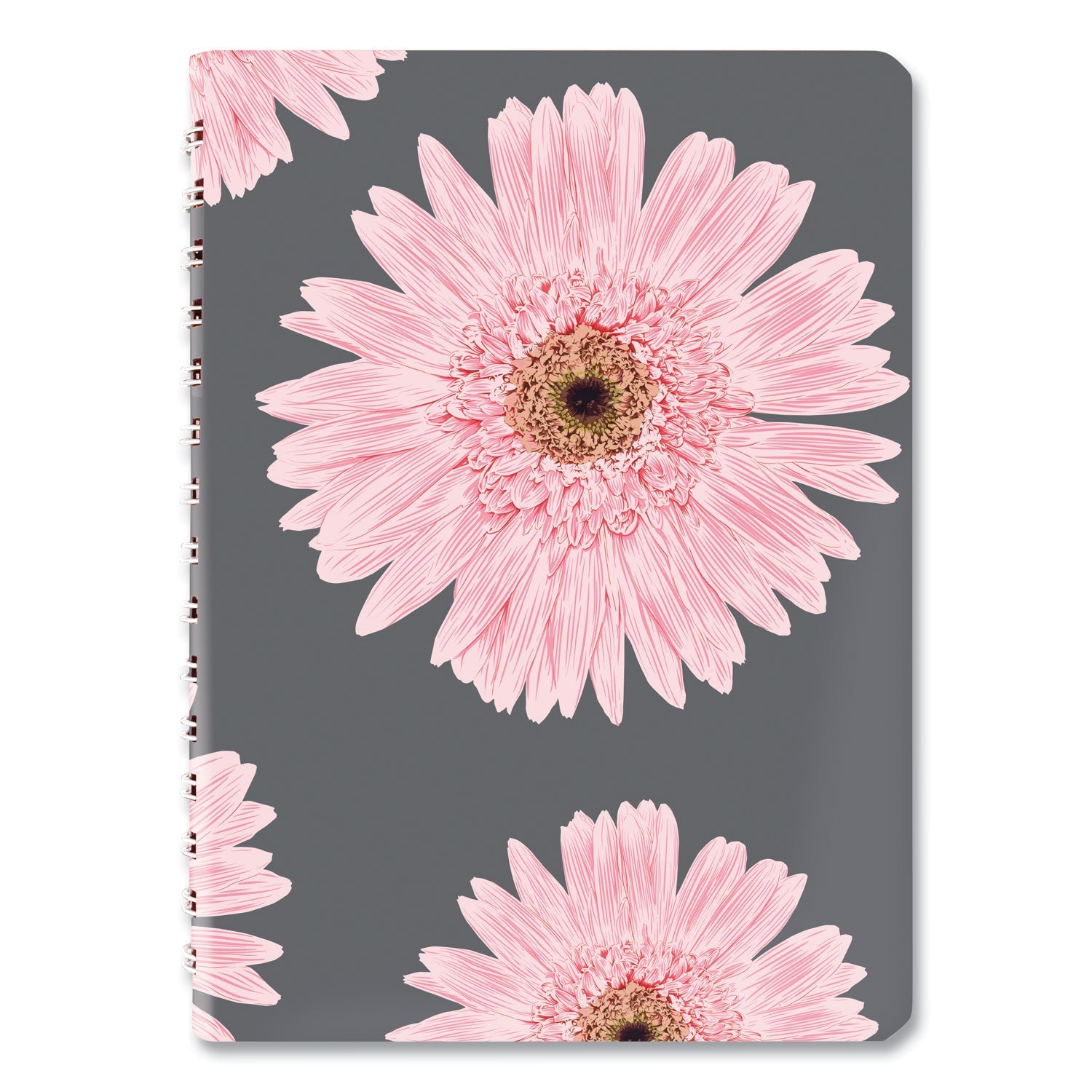 Brownline® Pink Ribbon Essential Daily Appt Book, Breast Cancer, Daisy Artwork, 8 x 5, Navy/Gray/Pink Cover, 12-Month (Jan to Dec): 2025 - Bloom Skins