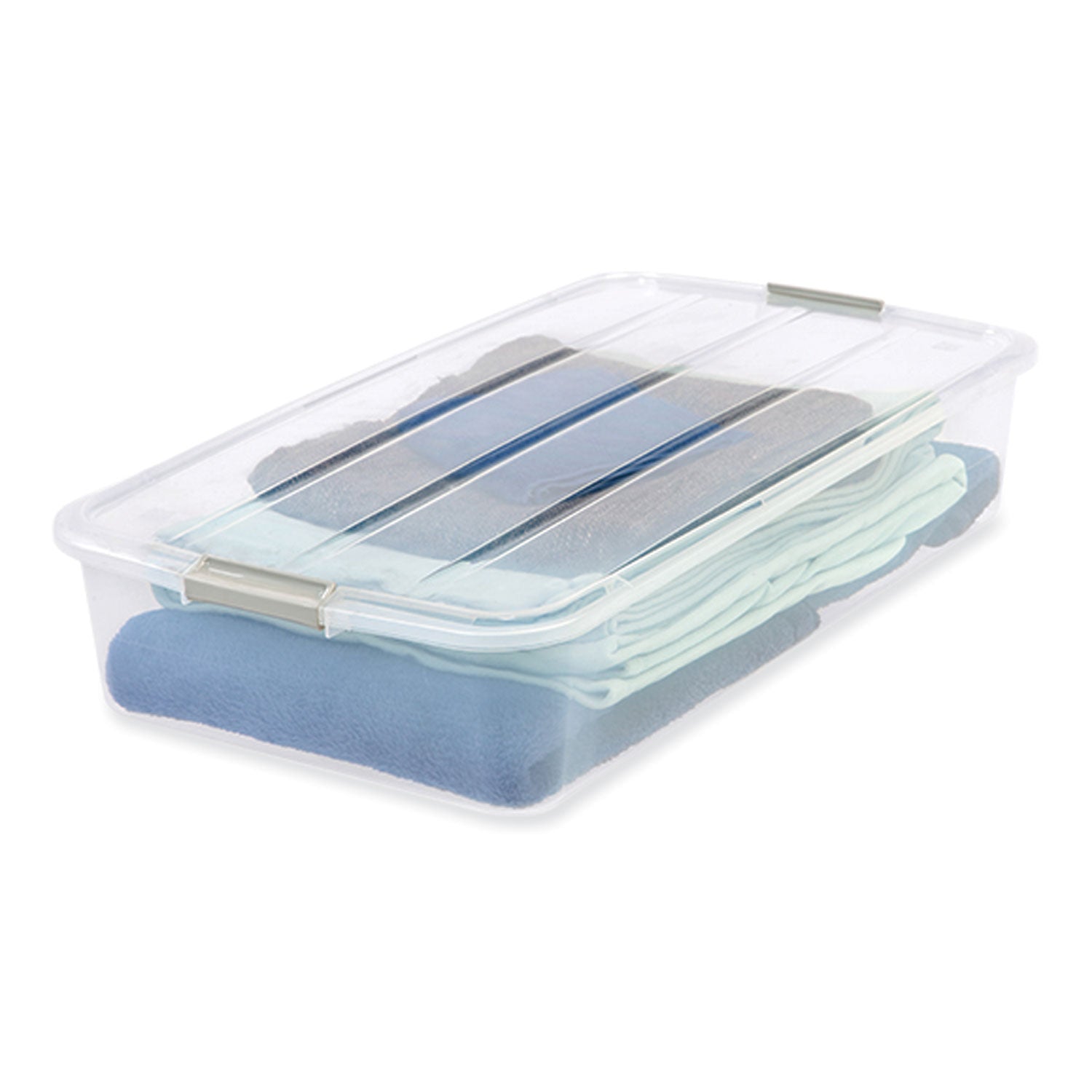 IRIS 50 Qt. Latch Lid Underbed Storage Box, 17.75" x 32.5" x 6.5", Clear