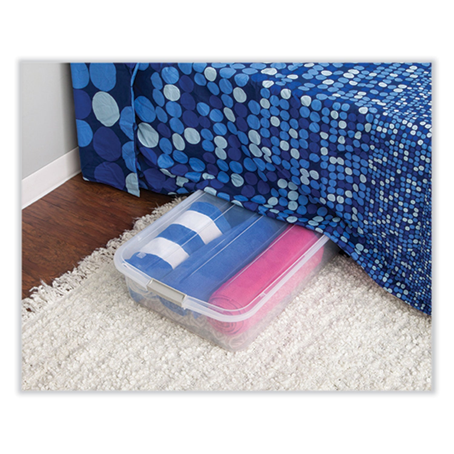 IRIS 50 Qt. Latch Lid Underbed Storage Box, 17.75" x 32.5" x 6.5", Clear
