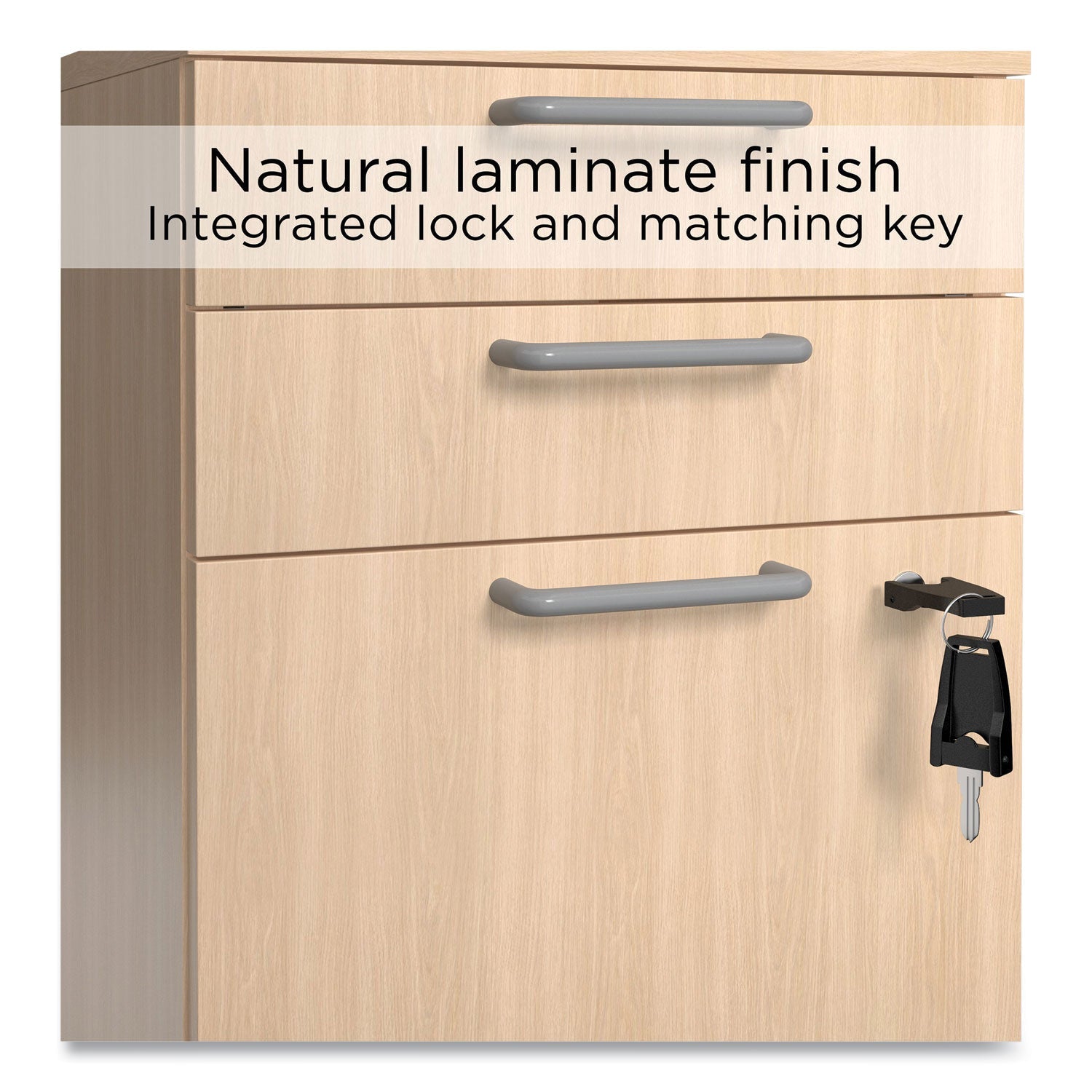 Union & Scale™ Essentials Three-Drawer Mobile Pedestal File, 2 Box/1 Legal/Letter-Size File Drawers, Natural, 15.6" x 21.3" x 24.3"