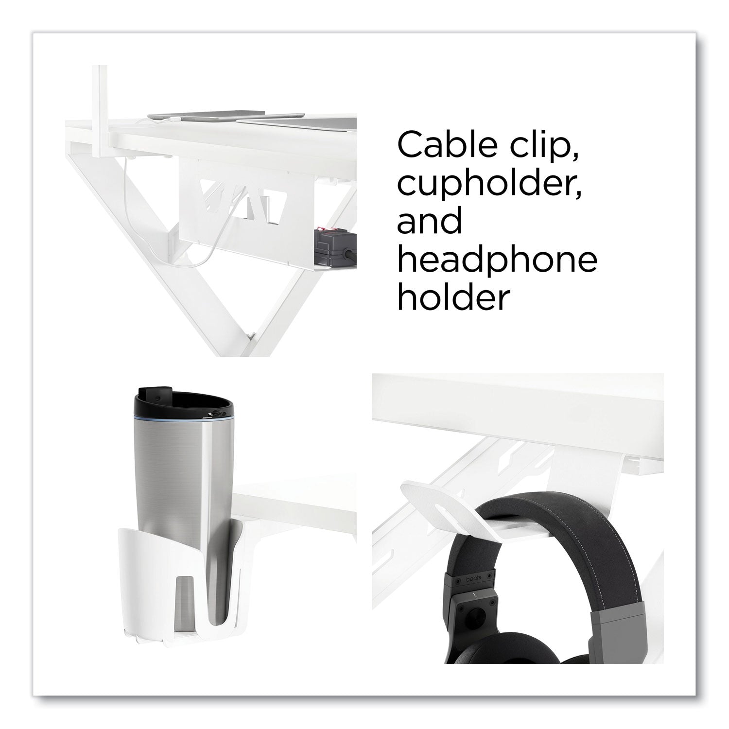 Union & Scale™ Vizon 47" Gaming Desk, 47.2" x 26.6" x 35", White Colorway