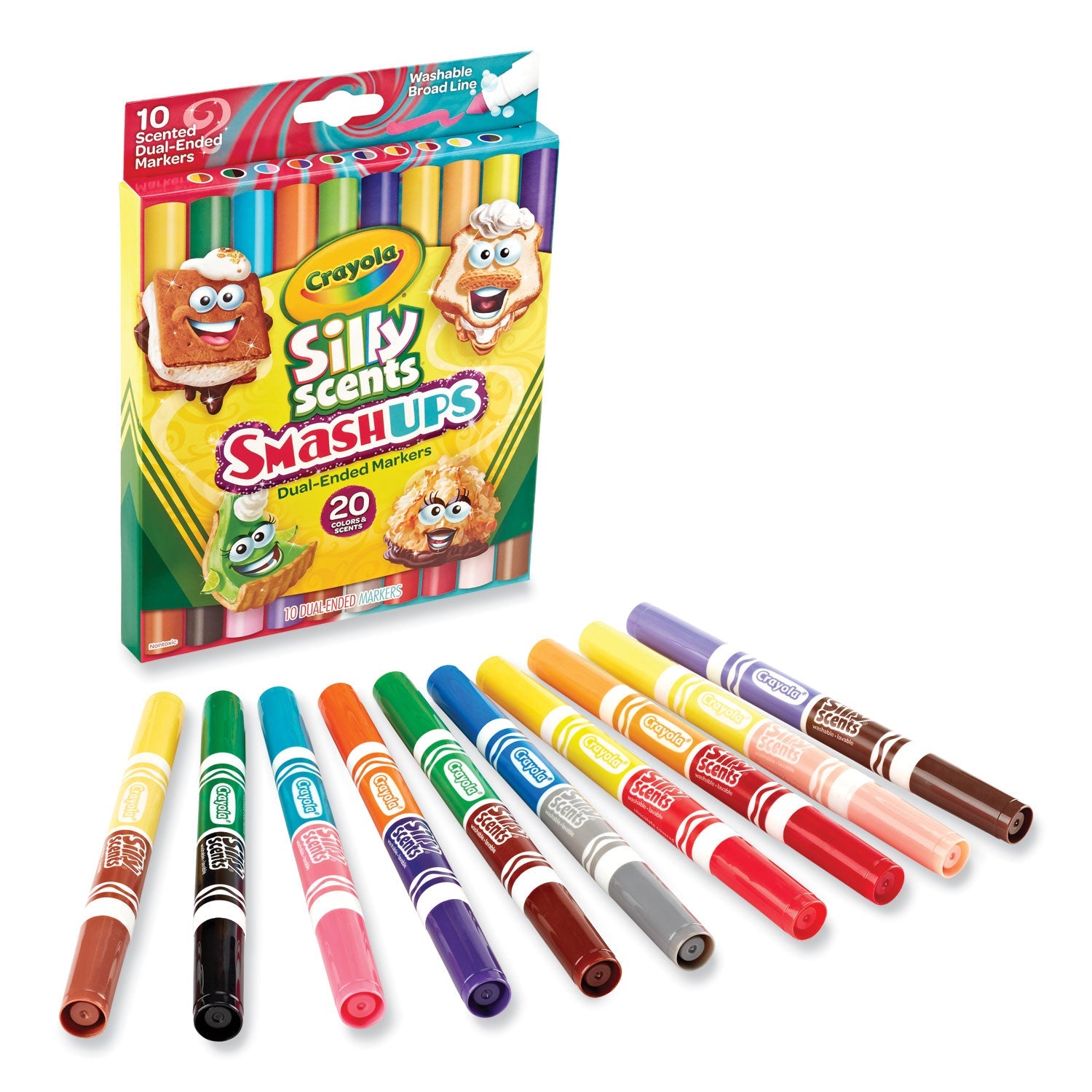 Crayola® Silly Scents Smash Up Dual Ended Markers, Broad Tip, Assorted, 10/Pack