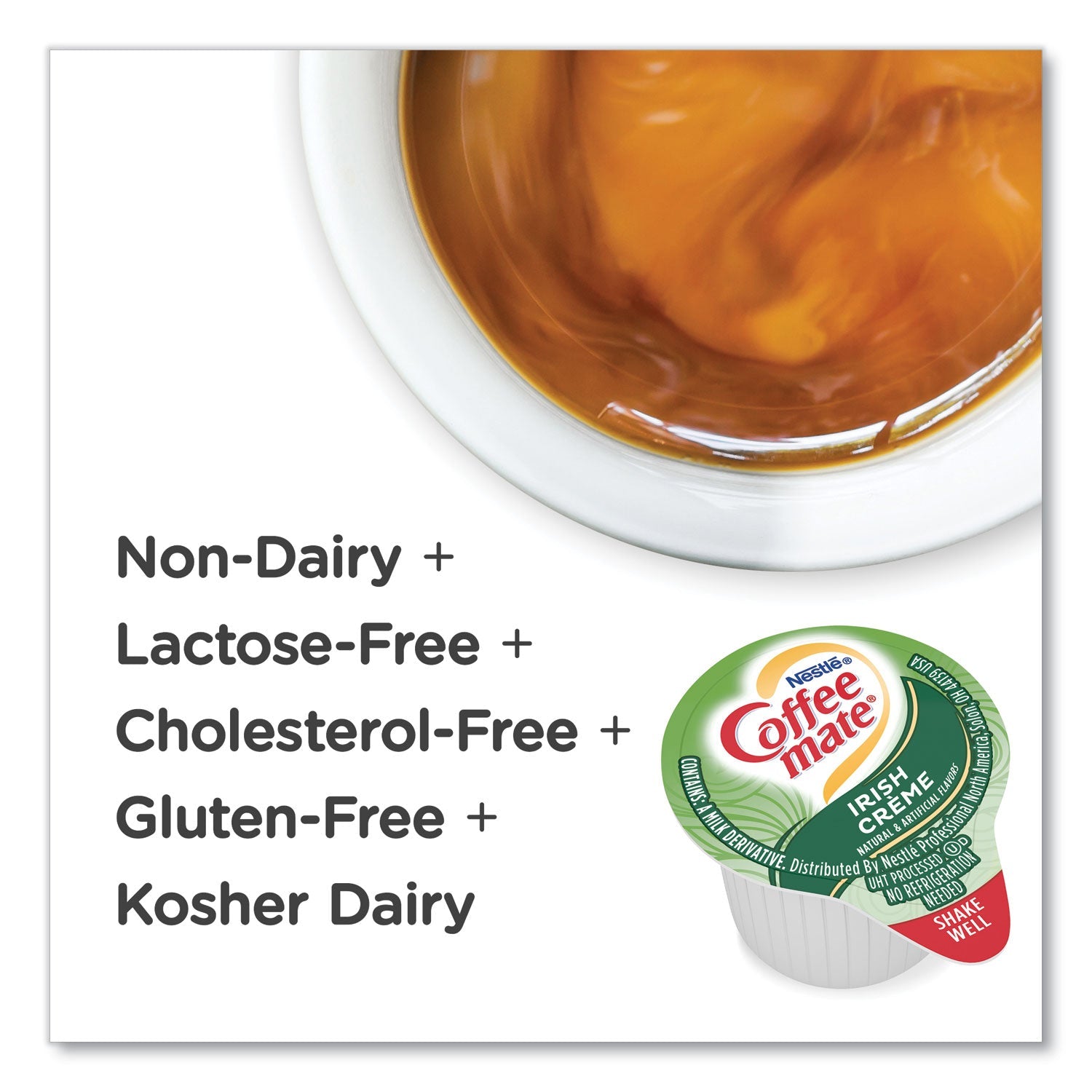 Coffee mate® Bulk Liquid Coffee Creamer, Irish Cream, 0.38 oz Mini Cups, 180/Carton