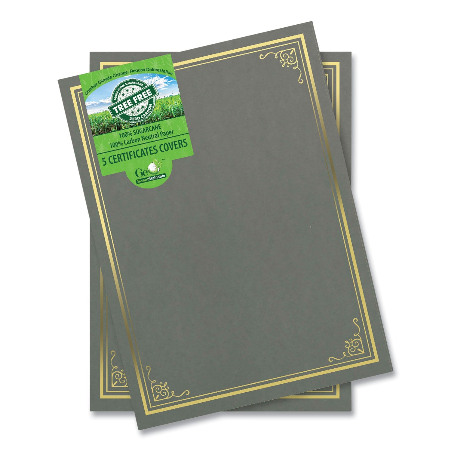 Certificate/Document Cover | Gray/Gold | 5-Pack