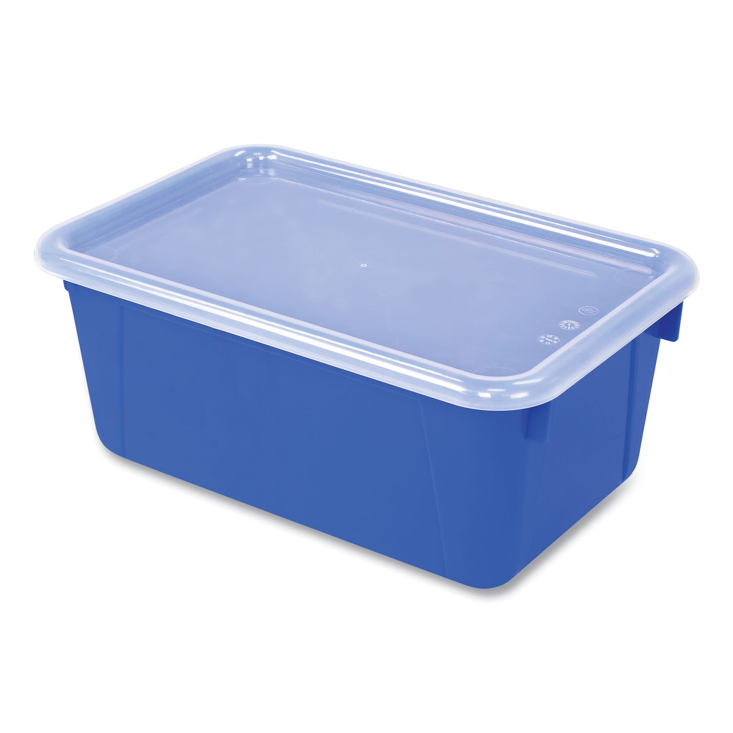 Storex Cubby Bin with Lid, 1 Section, 2 gal, 8.2 x 12.5 x 11.5, Blue, 5/Pack