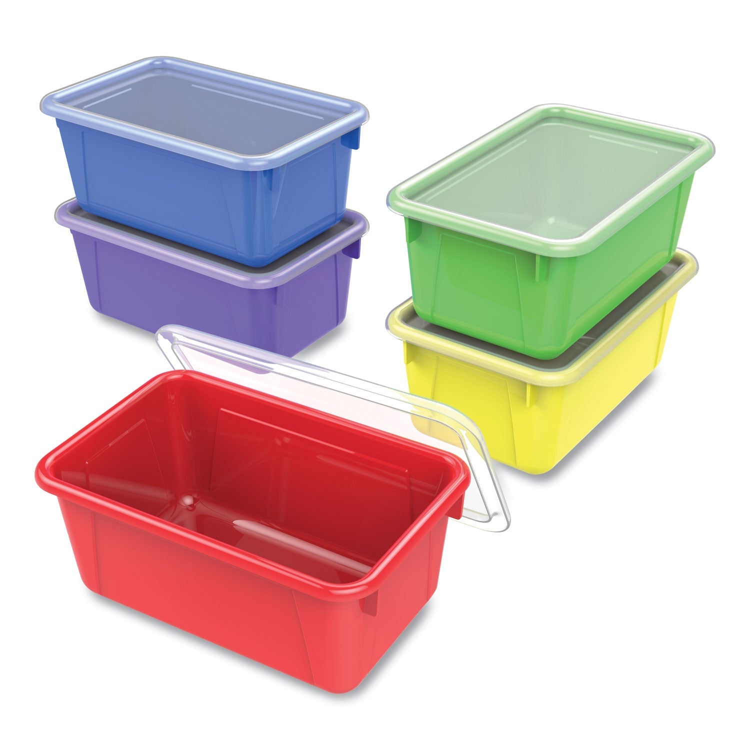 Cubby Bin with Lid | Storex | Assorted, 5/Pack