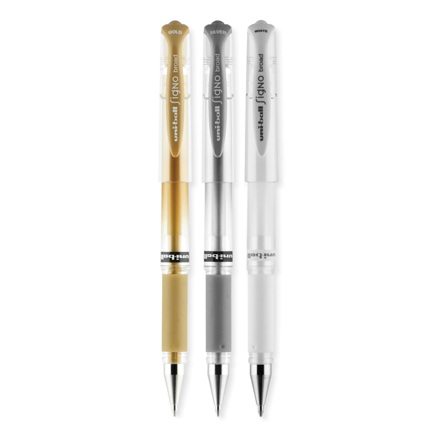 uniball® Signo Impact Gel Pen, Stick, Bold 1 mm, Assorted Metallic Ink and Barrel Colors, 3/Pack