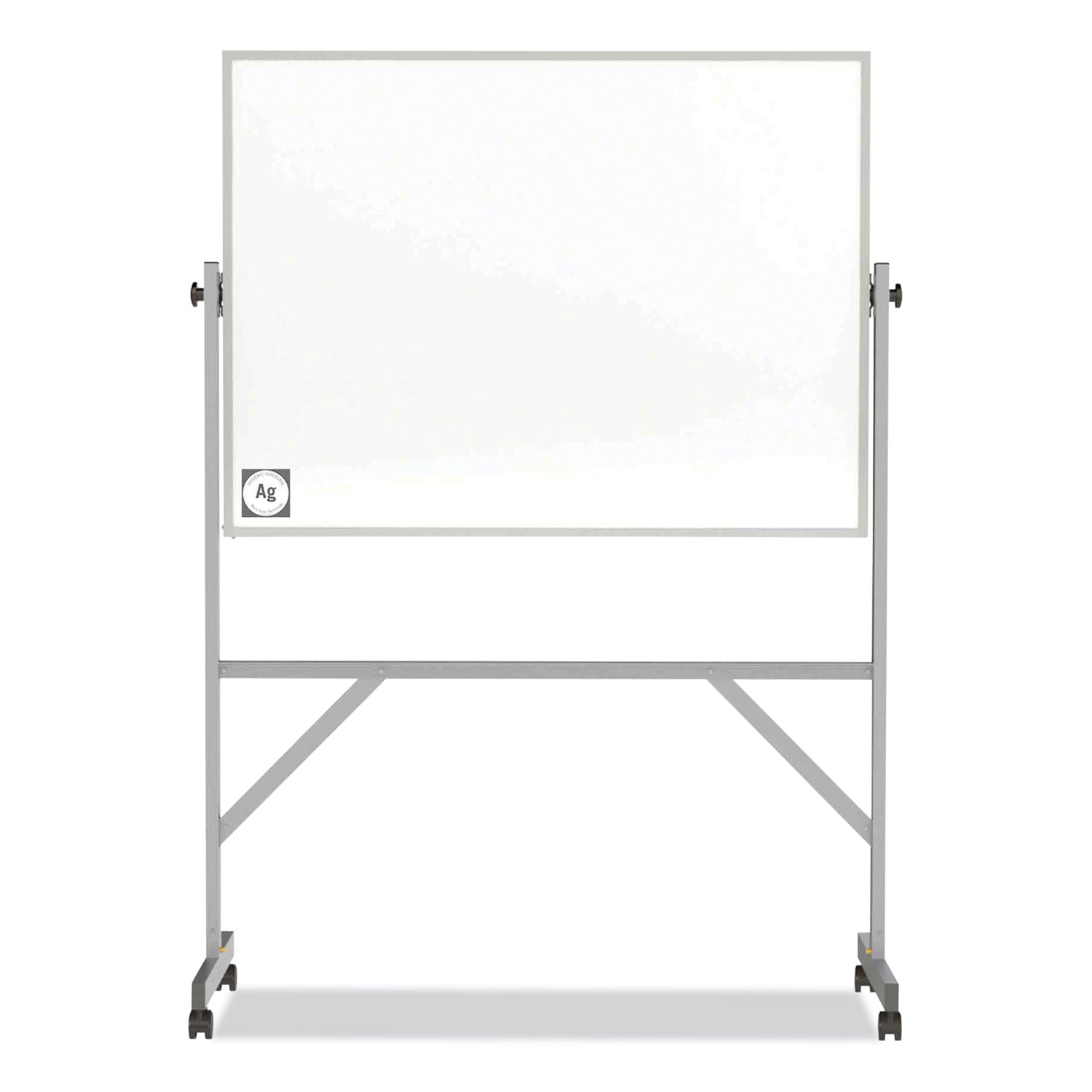 Ghent Reversible Magnetic Hygienic Porcelain Whiteboard with Aluminum Frame, 48" x 36", White Surface, Satin Aluminum Frame