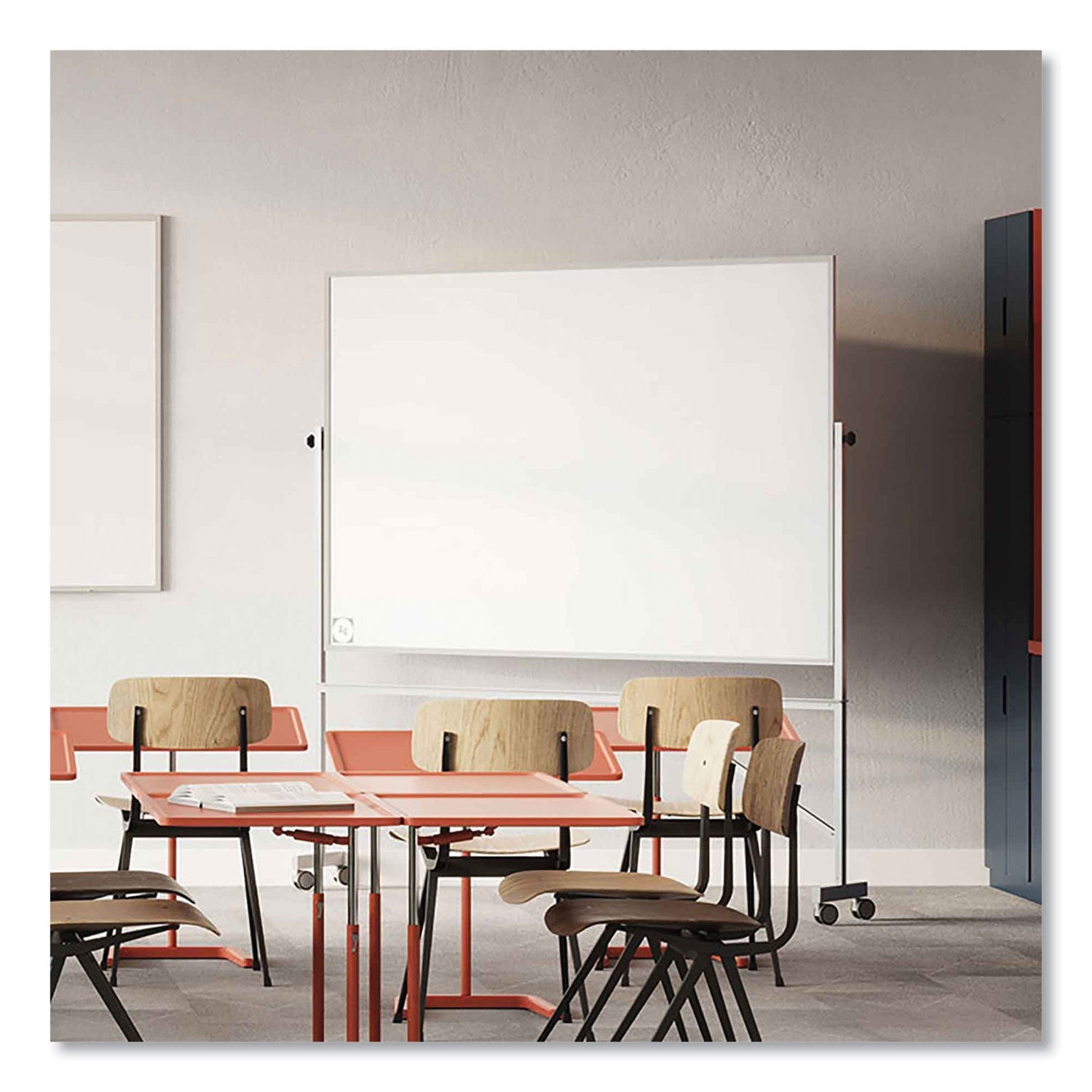 Ghent Reversible Magnetic Hygienic Porcelain Whiteboard with Aluminum Frame, 72" x 48", White Surface, Satin Aluminum Frame