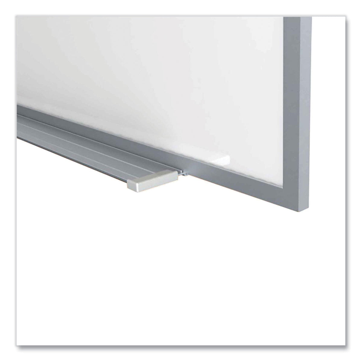 Ghent Magnetic Porcelain Whiteboard with Aluminum Frame and Maprail, 96.53" x 60.47", White Surface, Satin Aluminum Frame