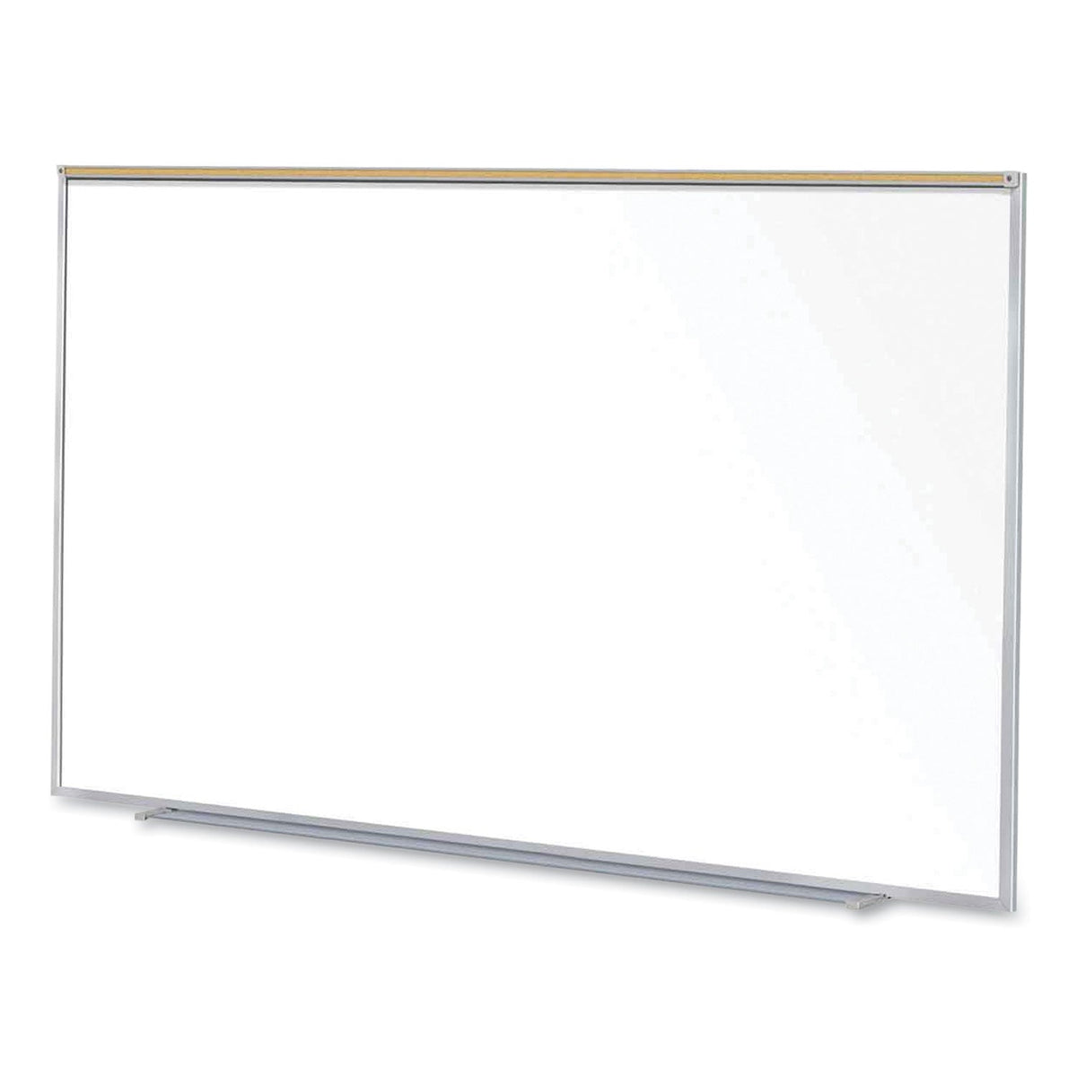 Ghent Magnetic Porcelain Whiteboard with Aluminum Frame and Maprail, 96.53" x 60.47", White Surface, Satin Aluminum Frame