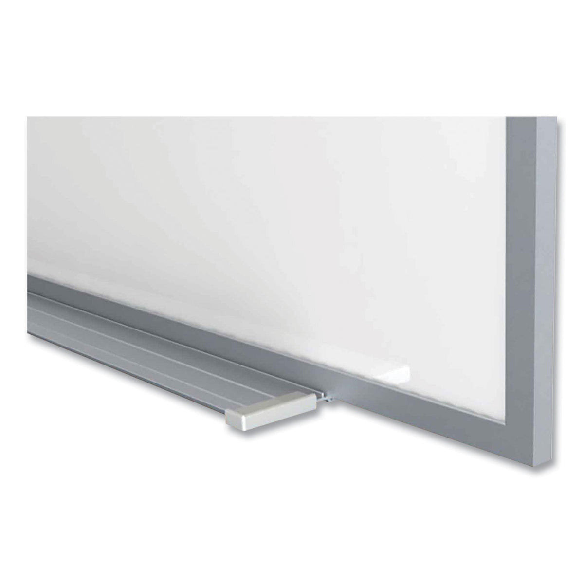 Ghent Magnetic Porcelain Whiteboard with Aluminum Frame and Maprail, 144.59" x 60.47", White Surface, Satin Aluminum Frame