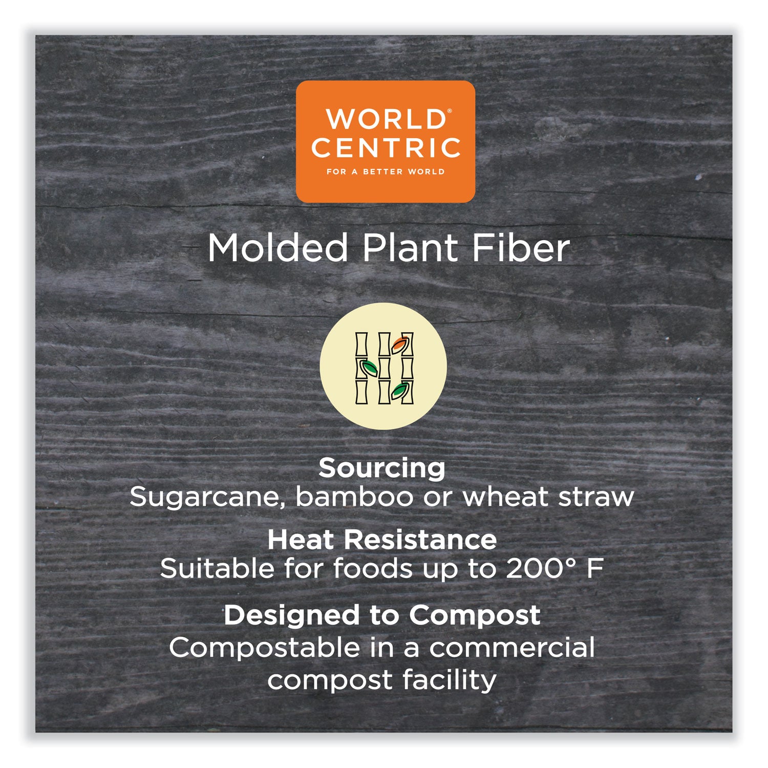 World Centric® Fiber Hinged Containers, 3 Compartments, 8.8 x 8.2 x 2.9, Natural, Paper, 300/Carton