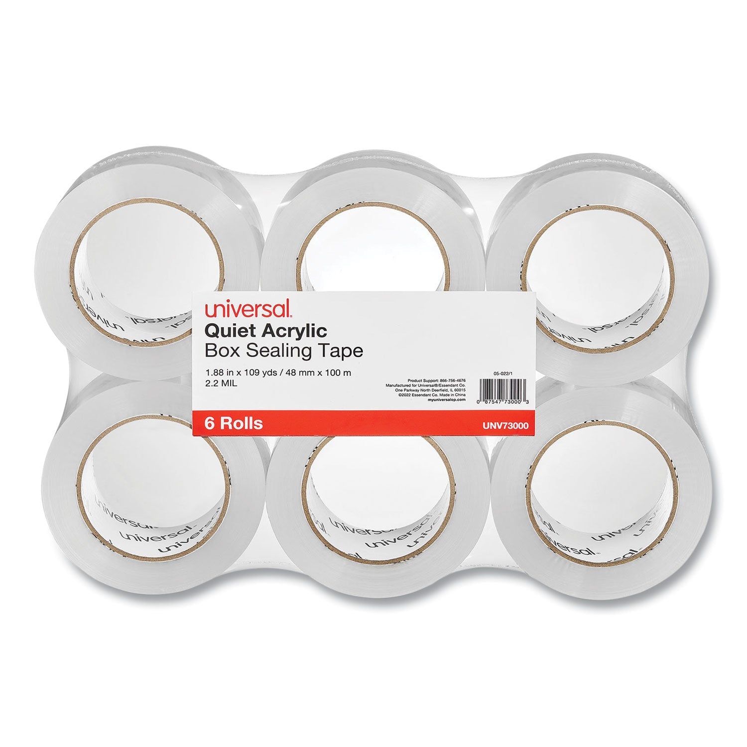 Quiet Tape Box Sealing Tape | 1.88"x109 yds, 6pk