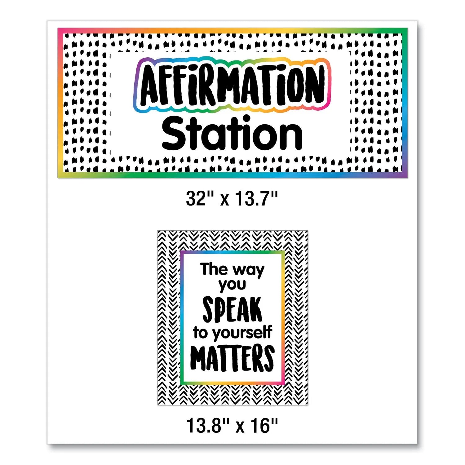 Carson-Dellosa Education Motivational Bulletin Board Sets, Affirmation Station, 13.8" x 16", Multicolor, 32/Set