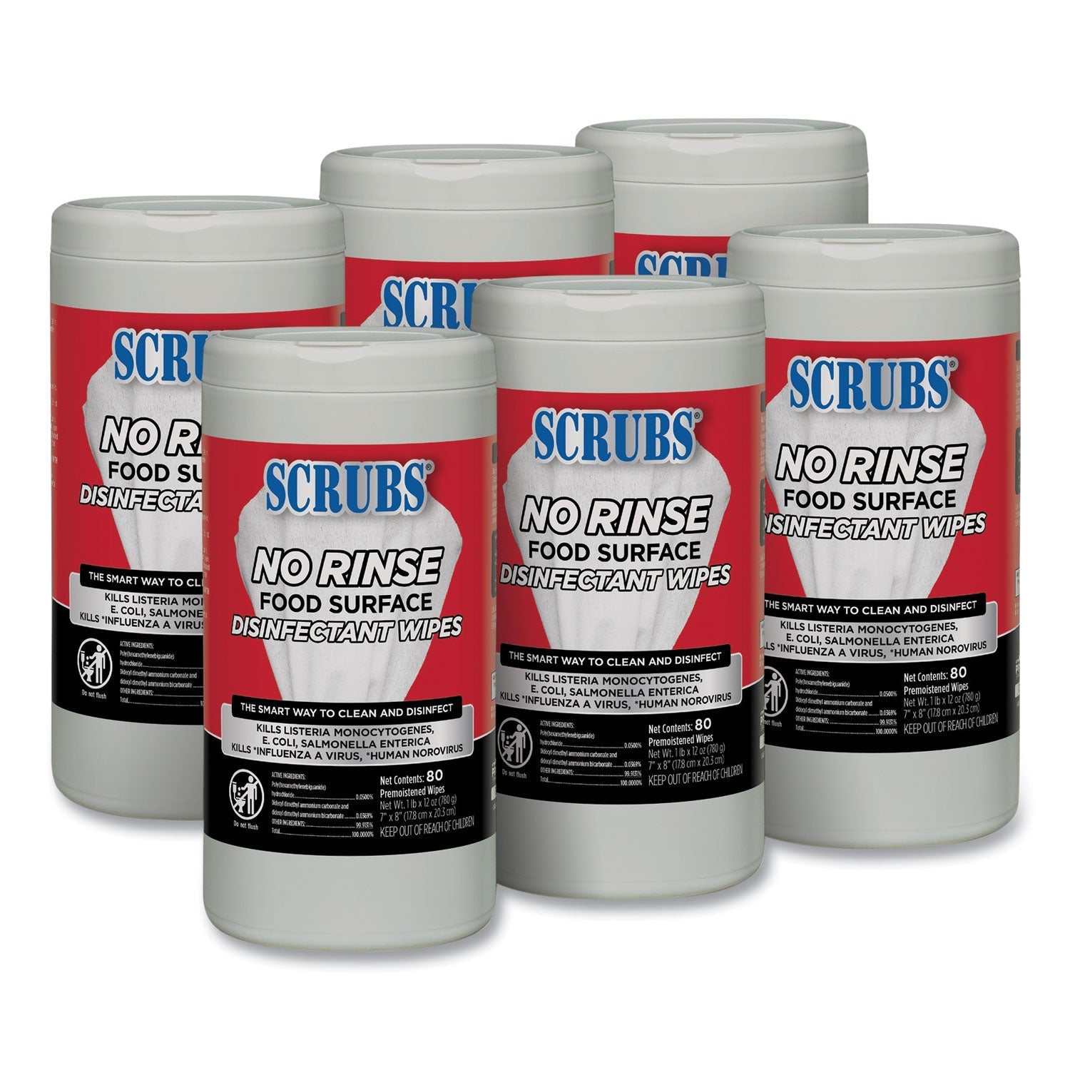 No Rinse Food Surface Disinfectant Wipes | 6 Cans