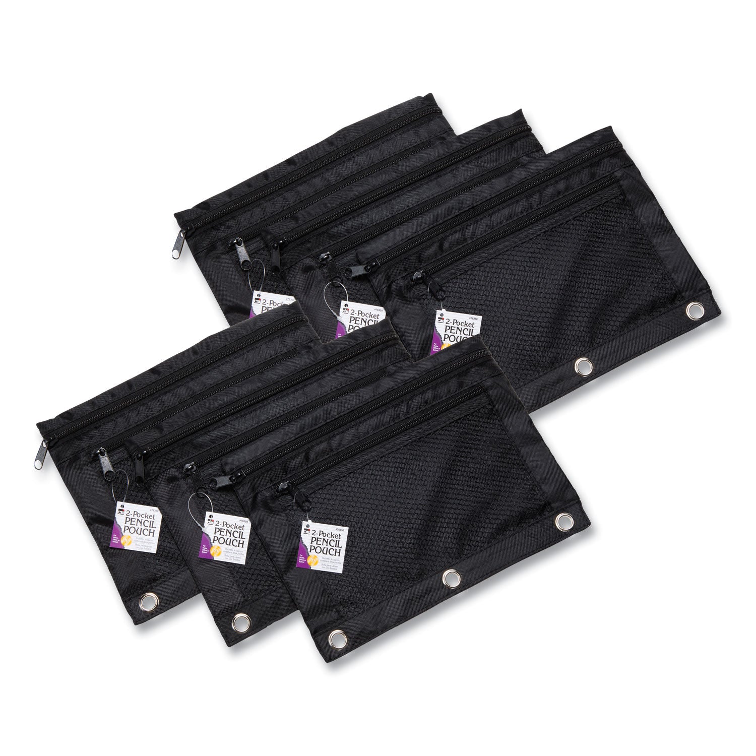 Two-Pocket Pencil Pouch | Binder-Insertable, 6pk