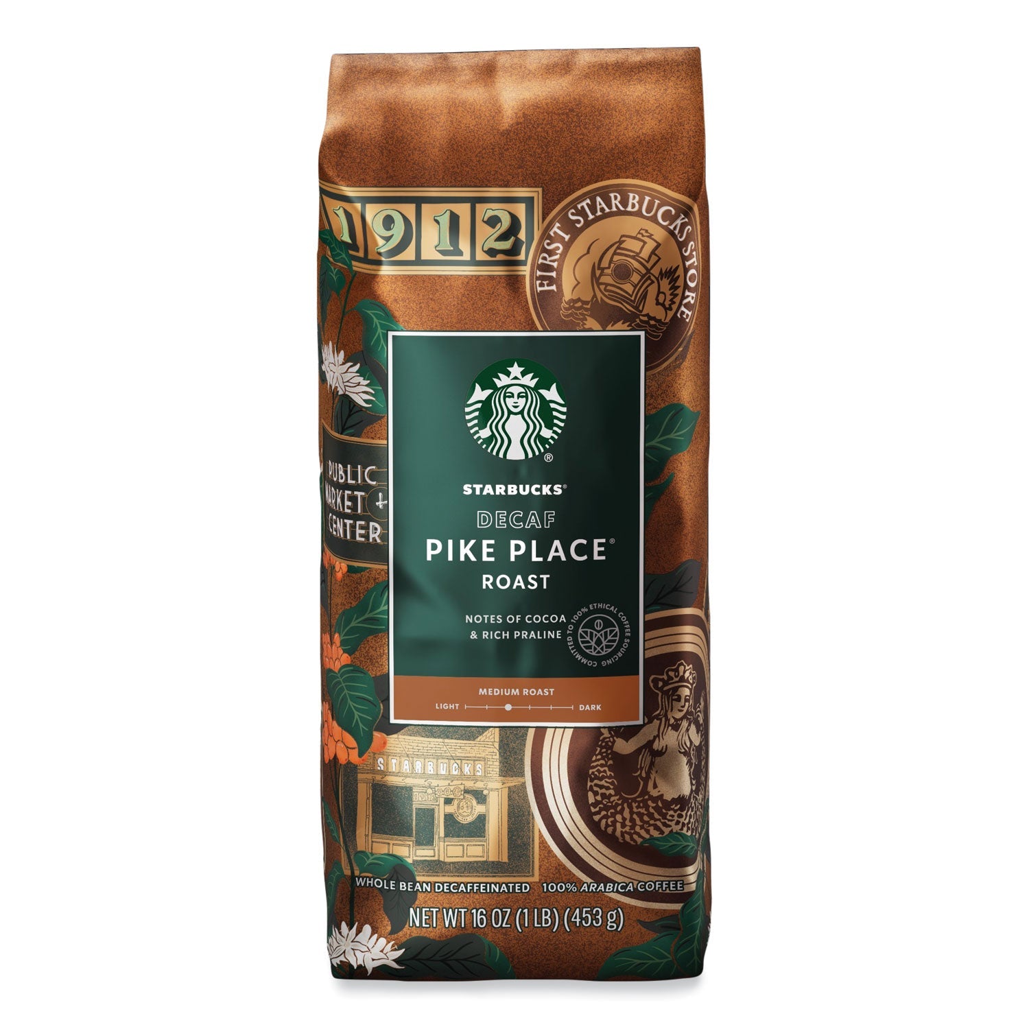 Starbucks Pike Place Decaf Coffee | Whole Bean 1lb