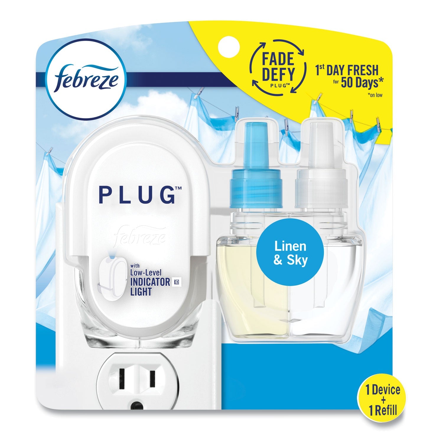 Febreze® PLUG Air Freshener Warmer Start Kit, 6.54 x 2.99 x 5.98, Clear/White, 4/Carton